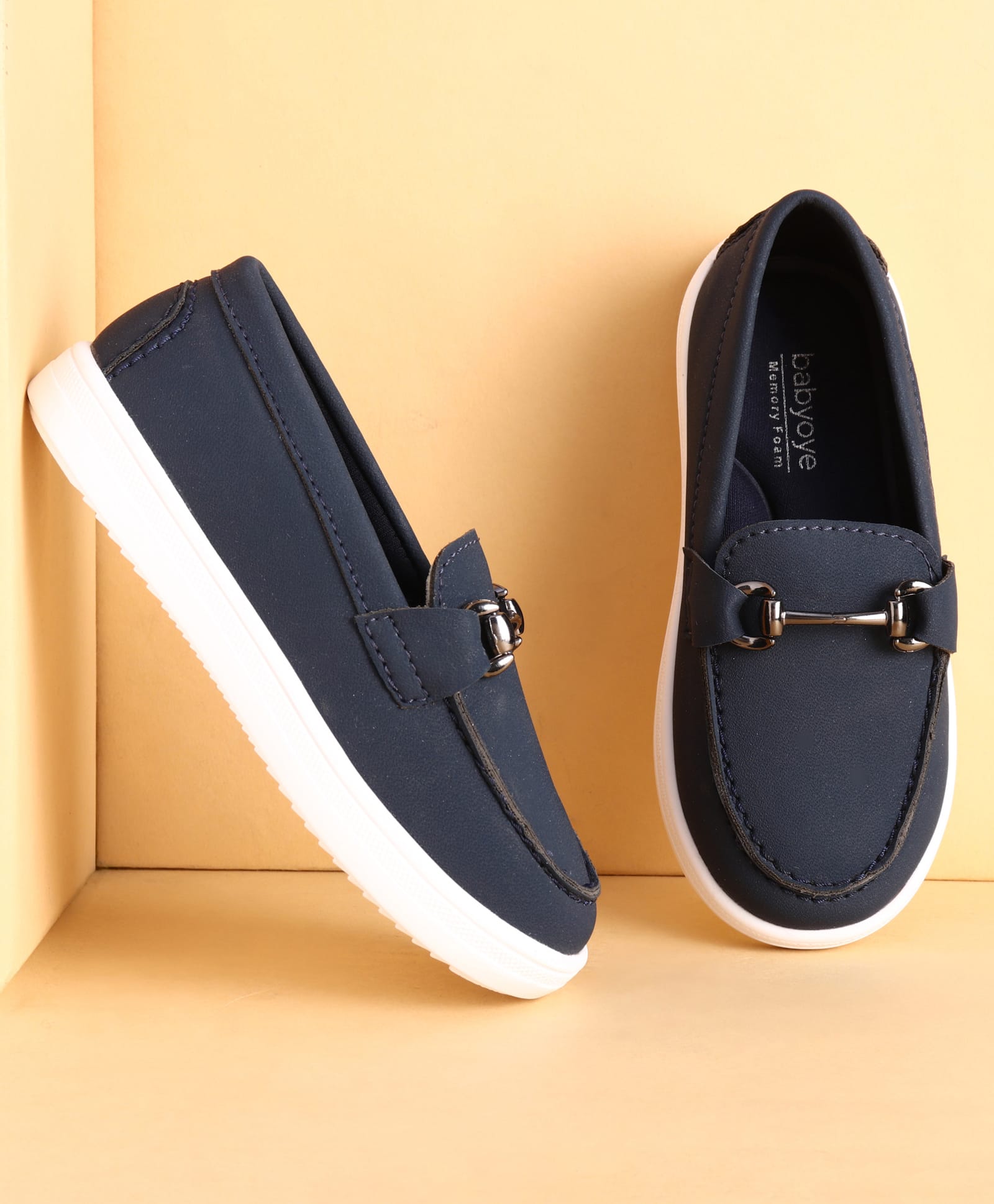 Babyoye Slip On Party Wear Shoes With Applique - Navy Blue-picture-15