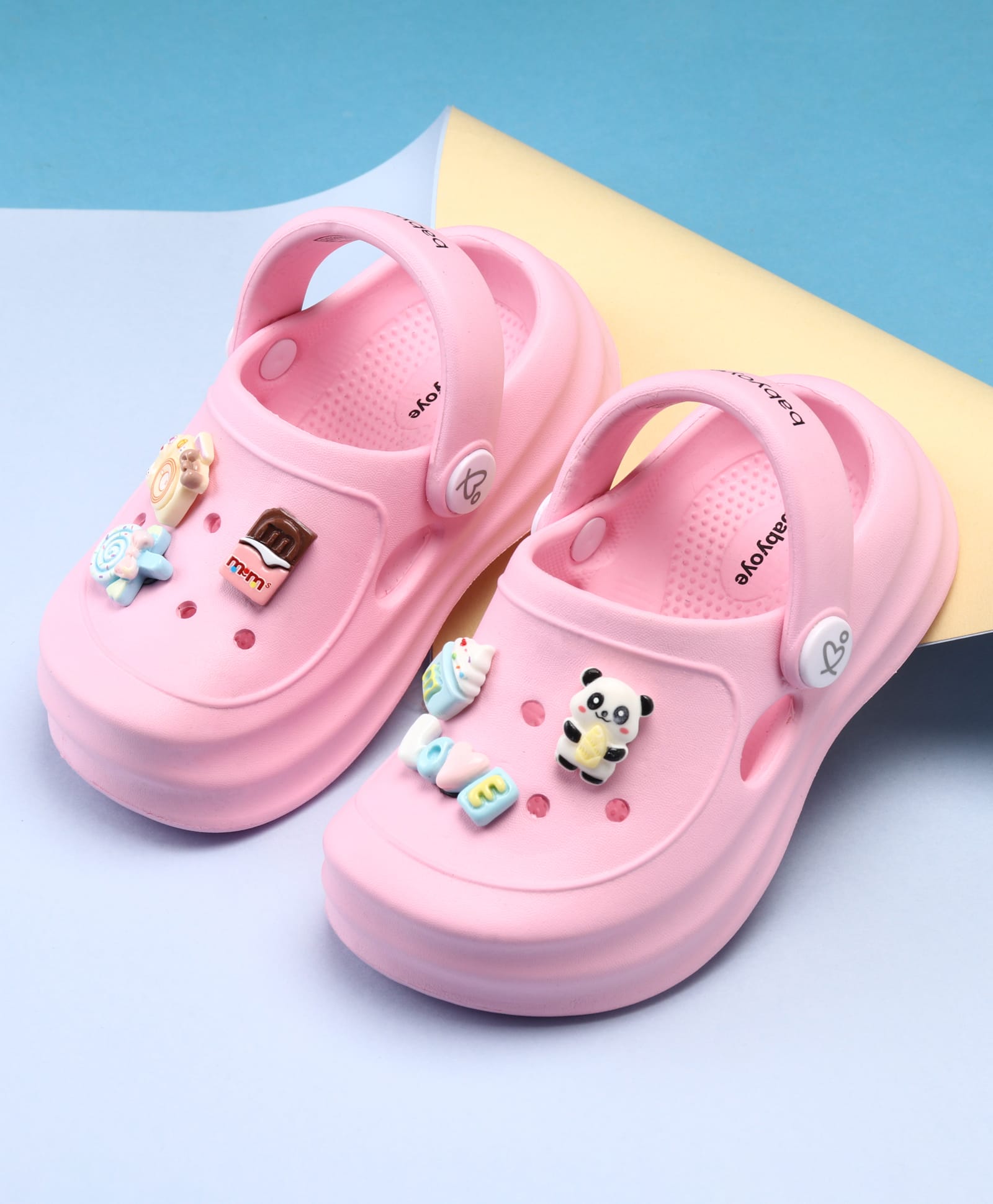 Babyoye Clogs With Candy Ice-Cream & Panda Charms - Pink-image-5