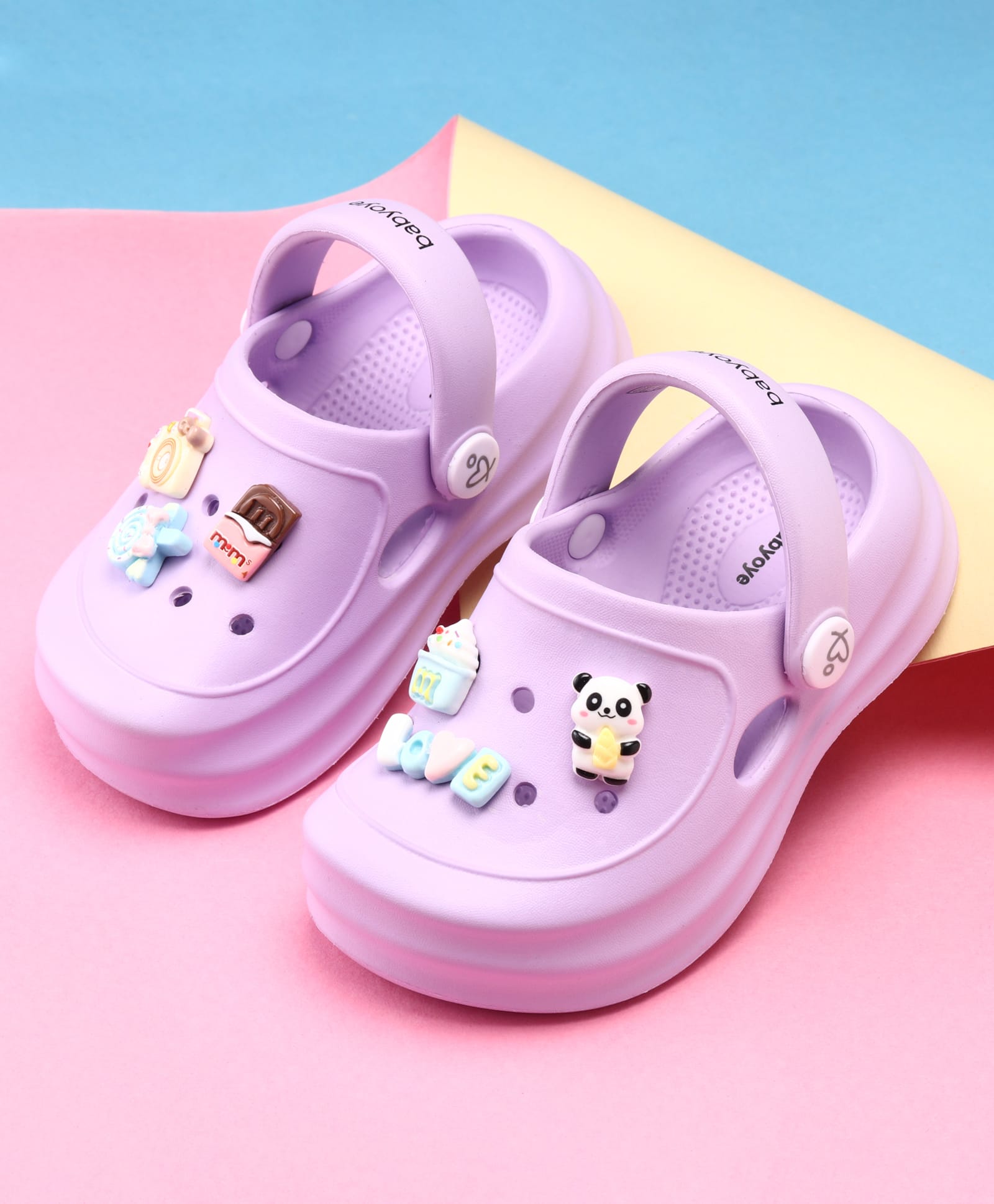 Babyoye Clogs With Candy Ice-Cream & Panda Charms - Lavender-picture-28