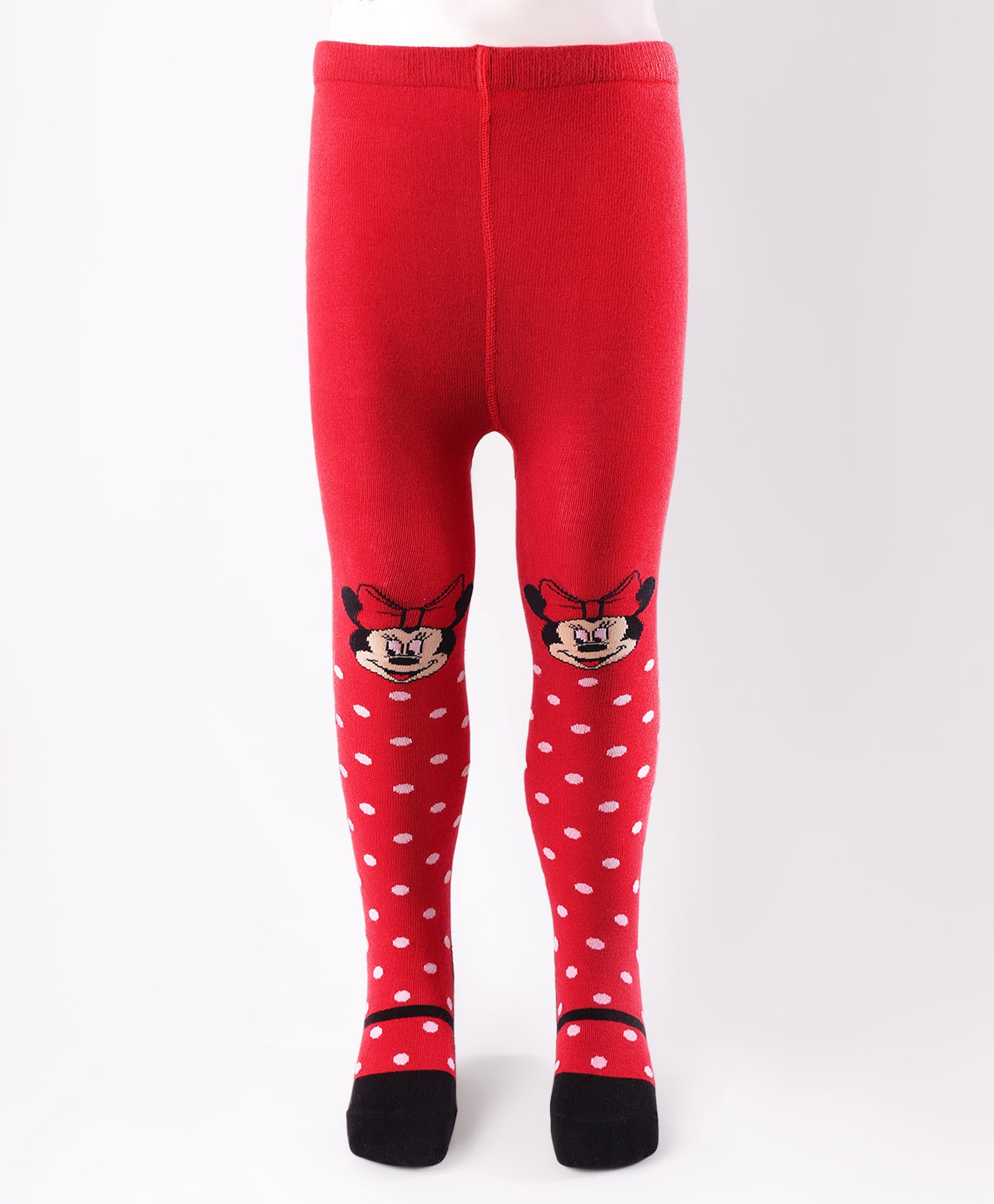 Cute Walk by Babyhug Disney Knit Antibacterial Wash Tights with Minnie Mouse Design - Red-picture-24
