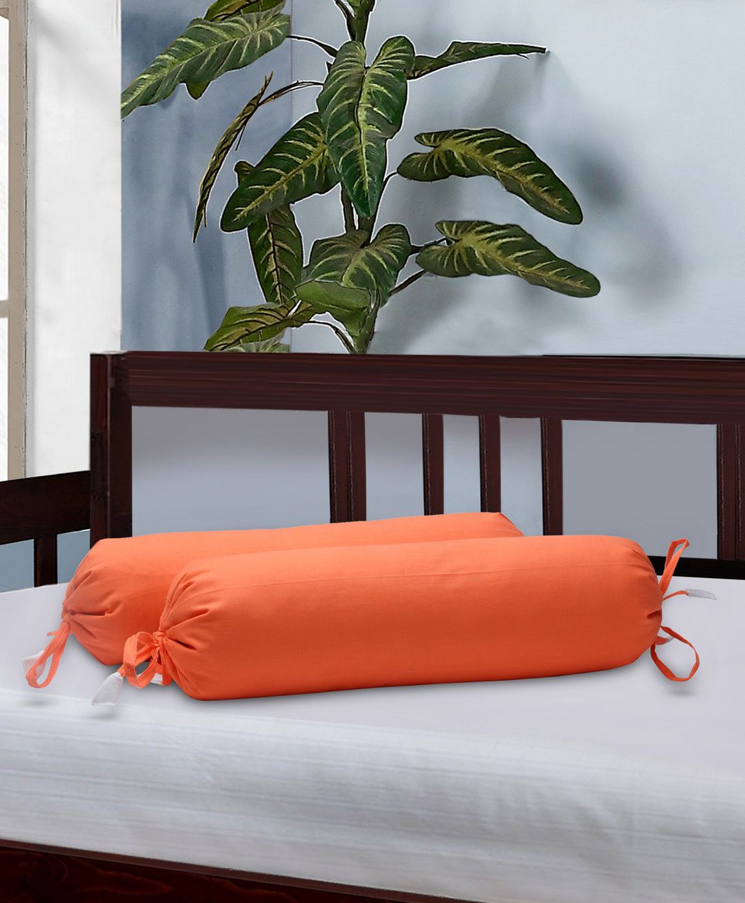 The Baby Atelier Bolster Cover With Fillers Solid Print - Orange-image-38