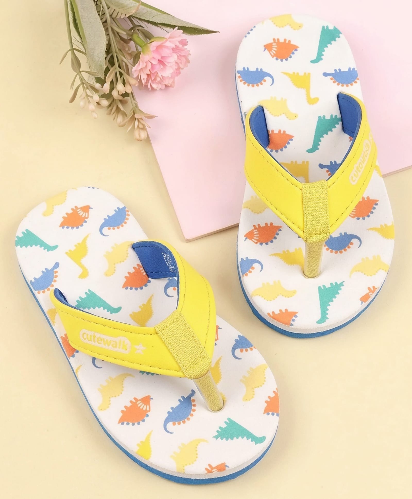 Cute Walk by Babyhug Dino Printed Slip On Flip Flops -Yellow-picture-24