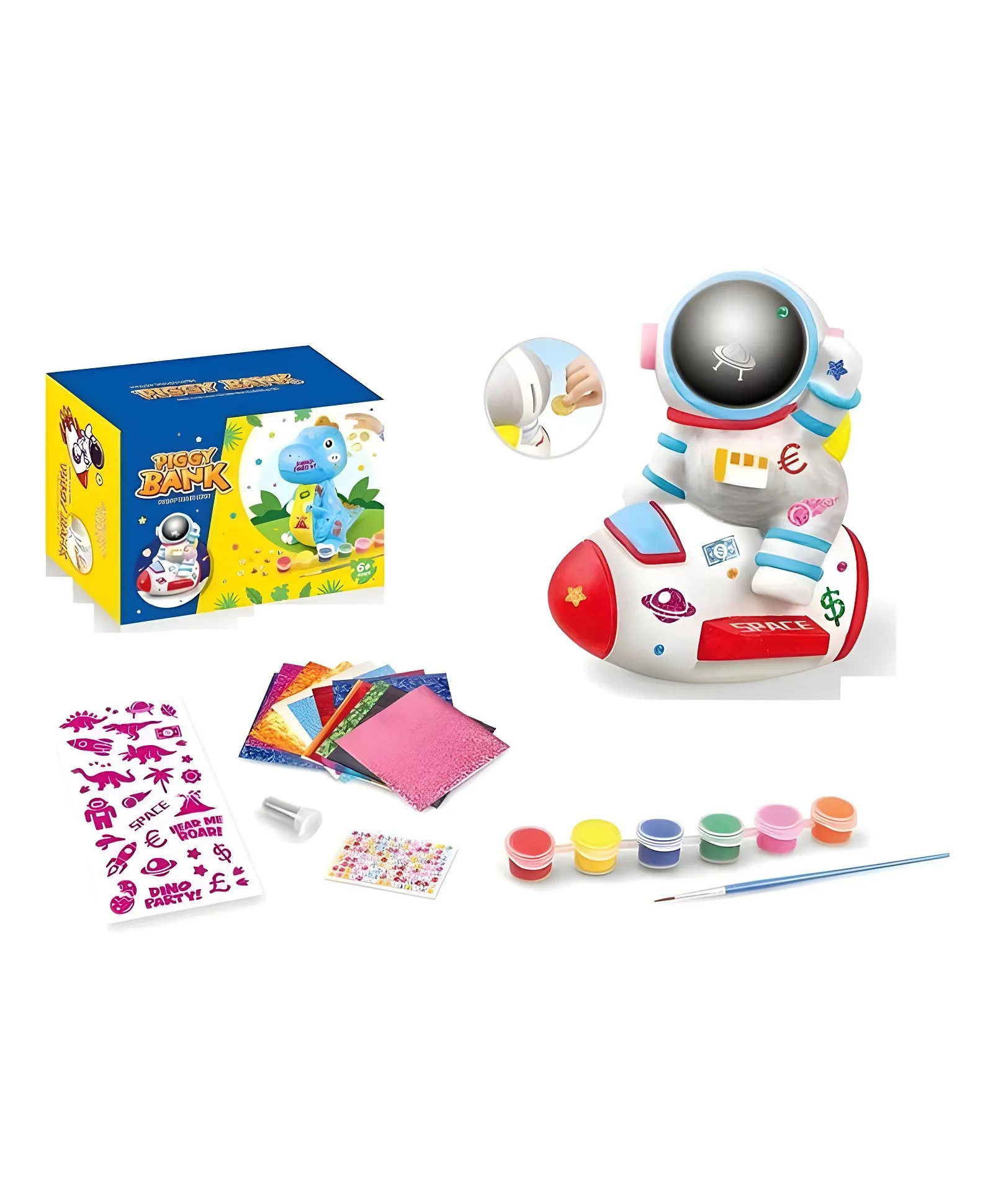 AKN TOYS Drawing Toys DIY Colorful Astronaut Spot Stickers Painted Piggy Bank For Kids - PACK OF 1 - ( COLOR MAY VARY )-picture-17