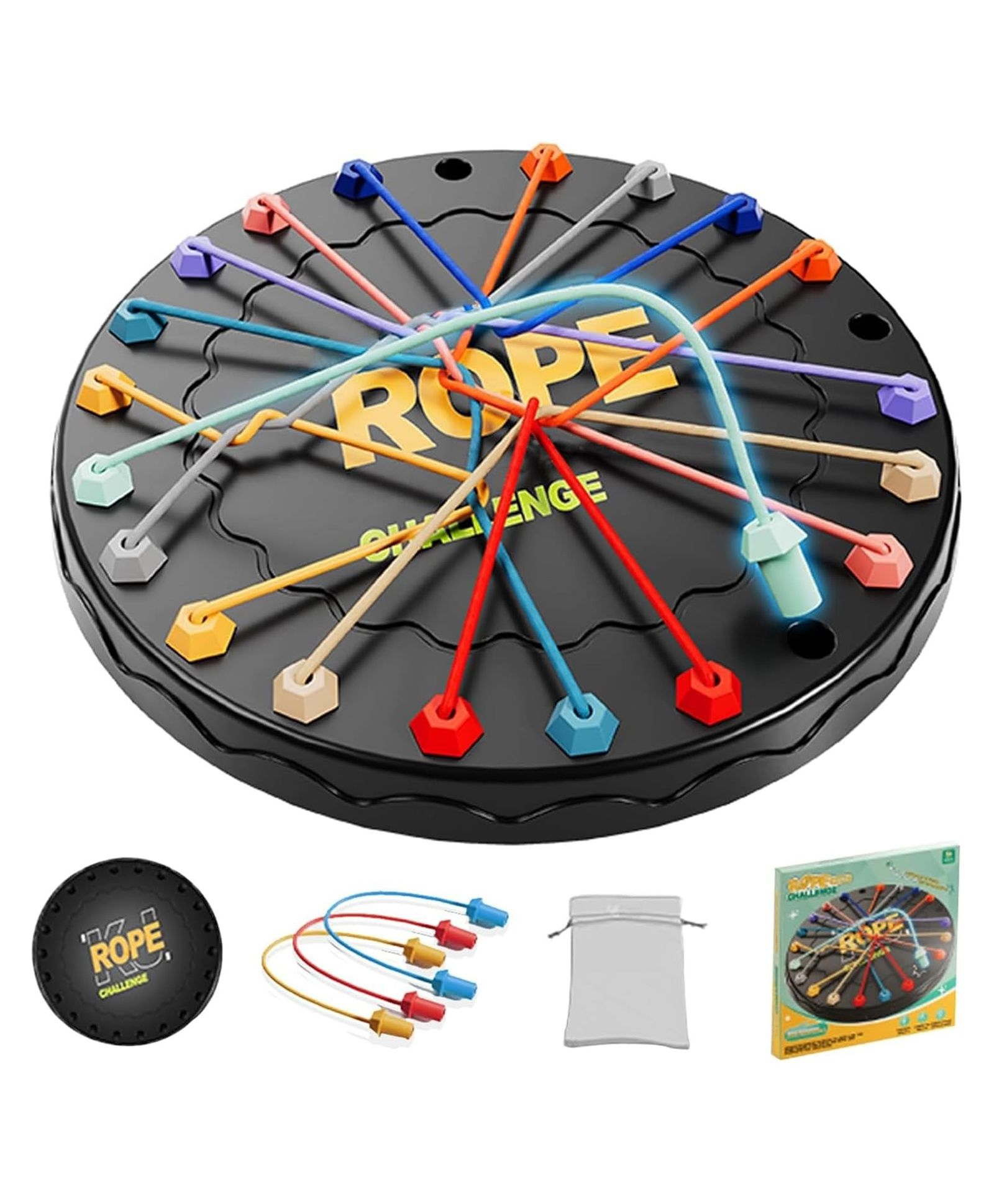 Enorme Brain Teaser Rope Puzzle Game for Kids & Adults with 20 Chess Pieces & 10 Ropes-image-5
