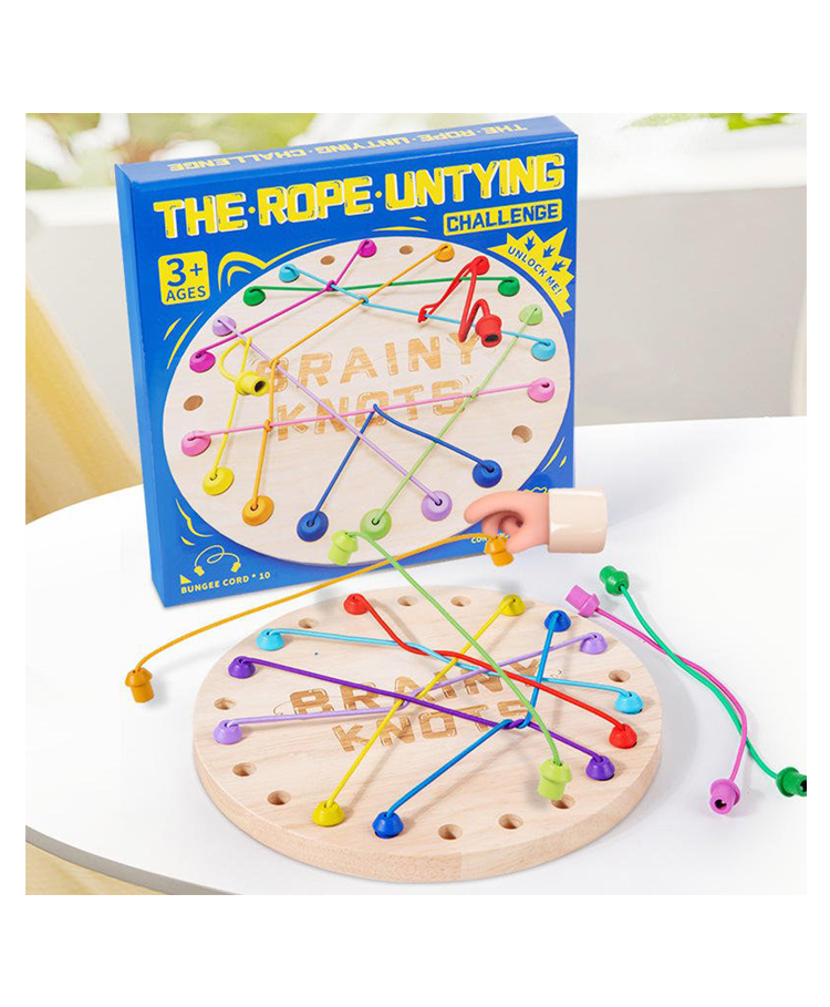 Sanjary Wooden Rope Untying Brain Knot Puzzle Toy For Kids Educational Logic Game Montessori Fine Motor Skill Development color design may vary-image-42