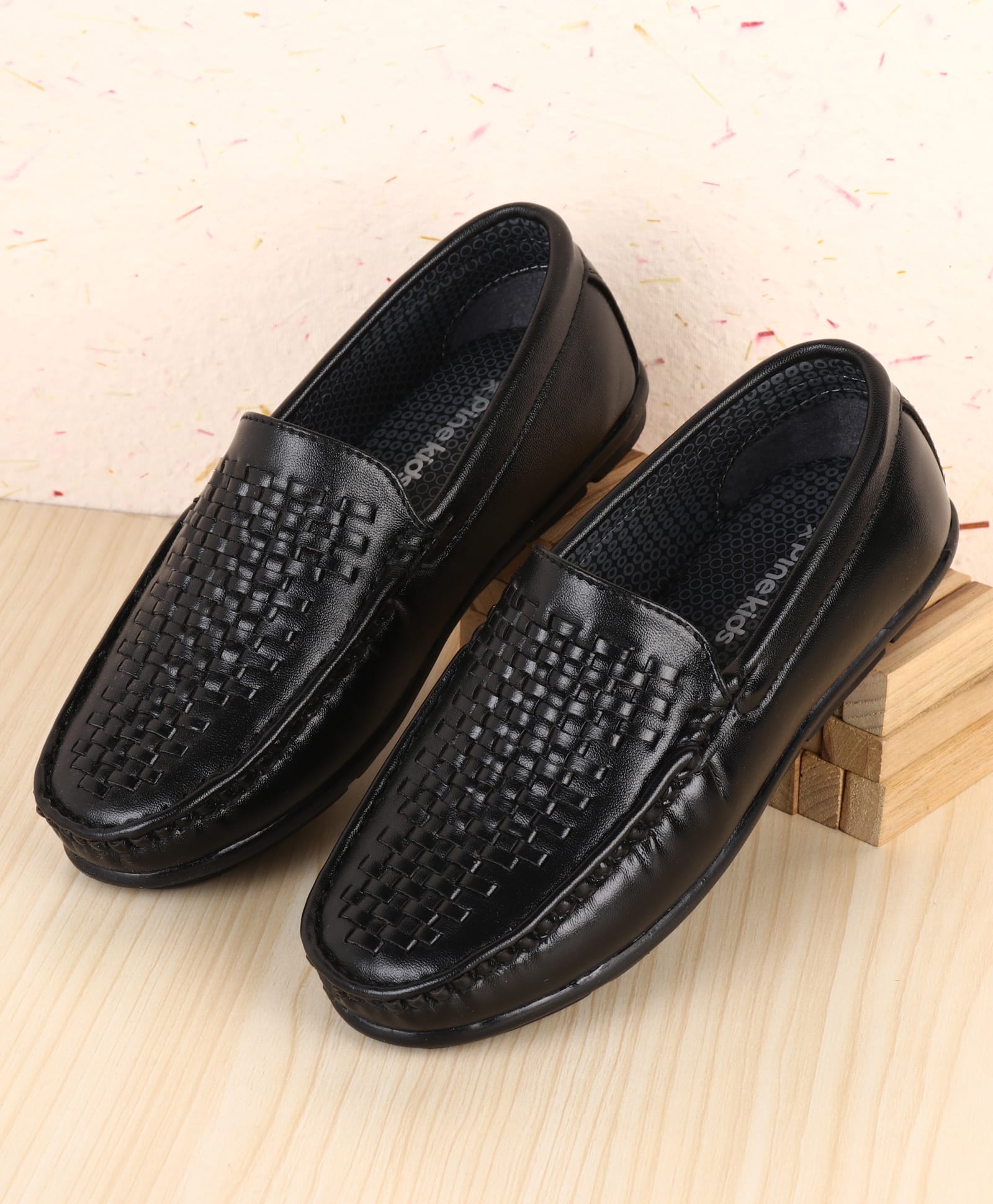 Pine Kids Slip On Solid Colour Loafers - Black-image-33