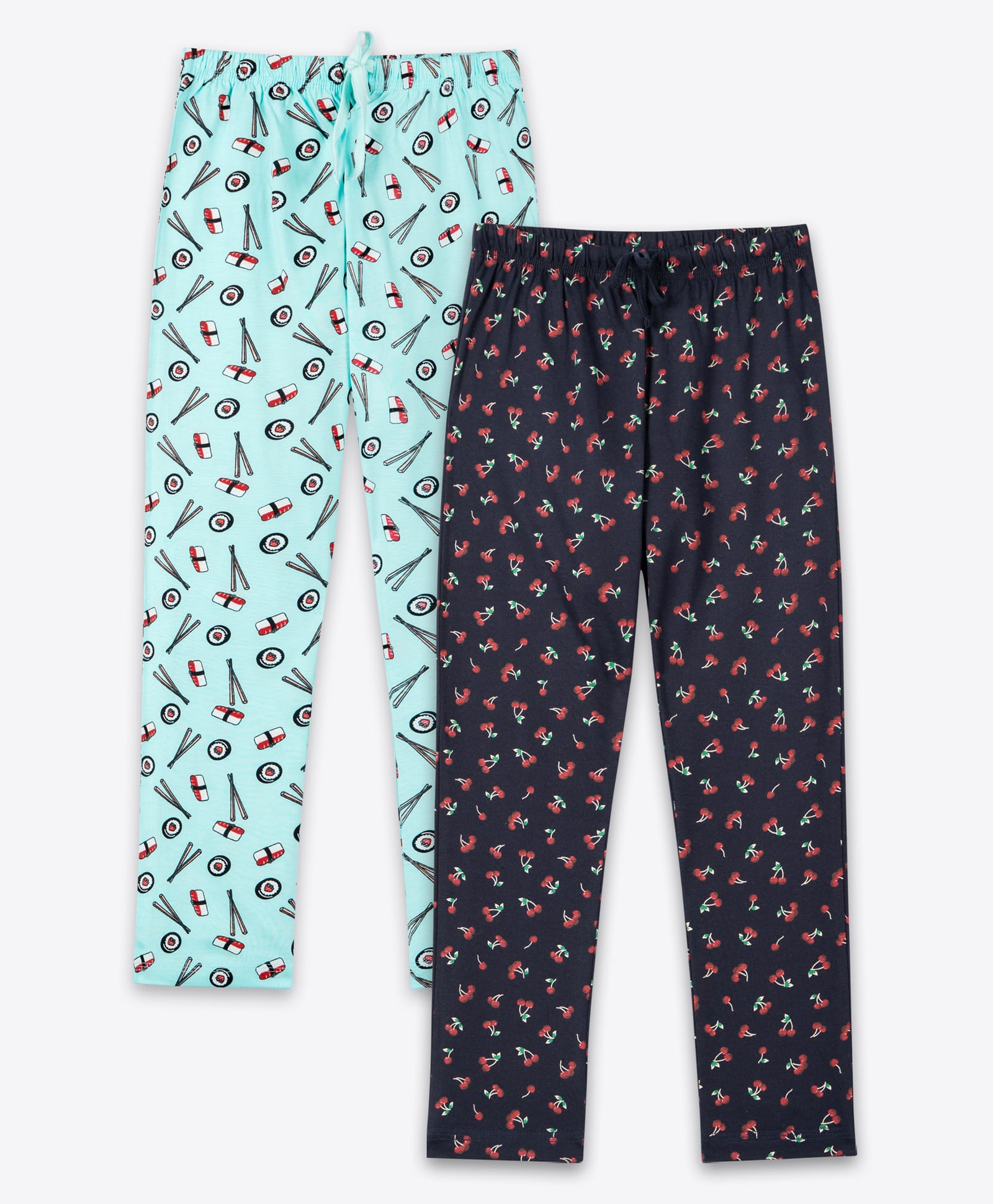 Ariel Cotton Knit Pack Of 2 Cherry & Abstract Printed Pajamas - Black & Blue-picture-27