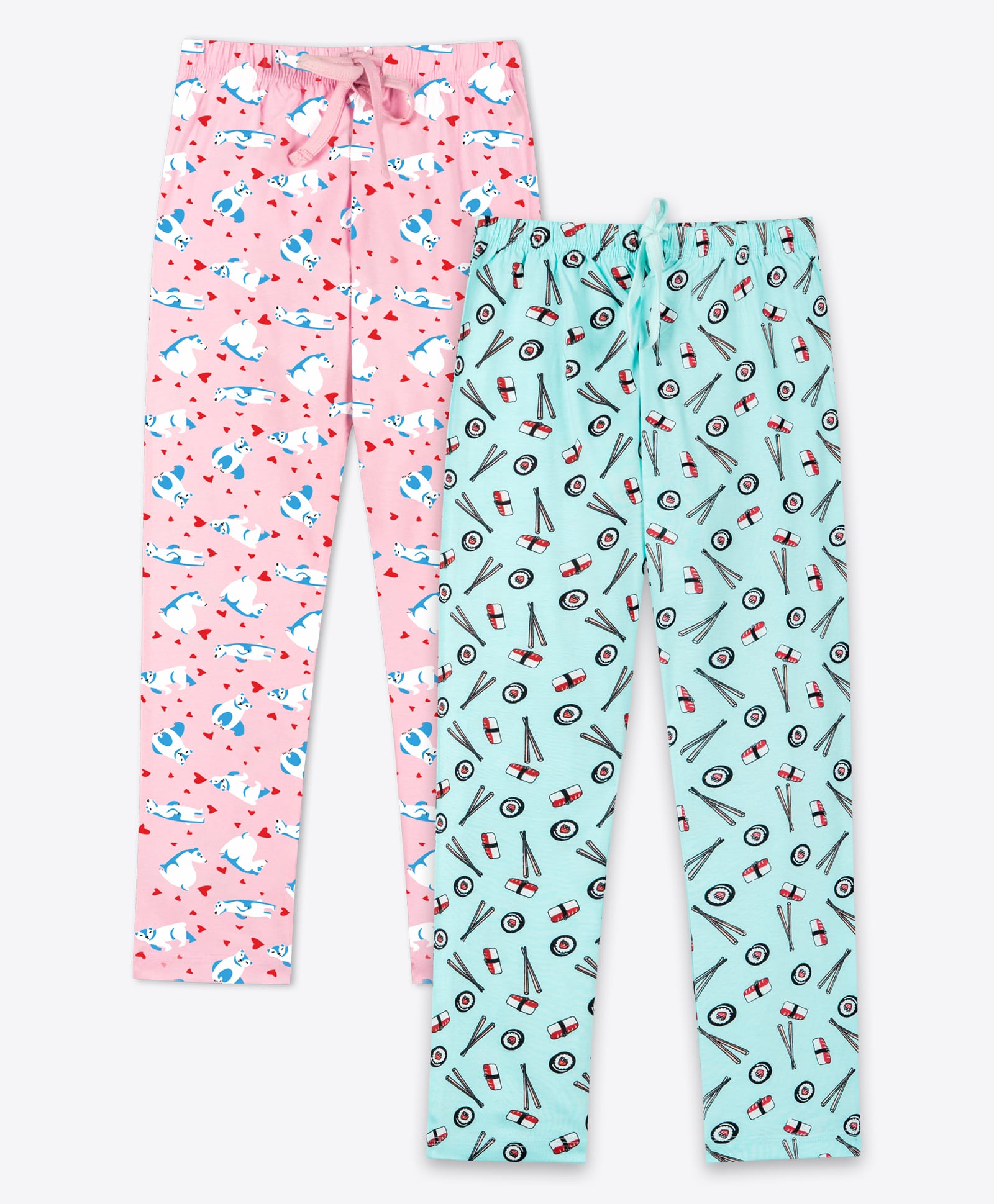 Ariel Cotton Knit Pack Of 2 Abstract & Animal Printed Pajamas - Pink & Blue-picture-34
