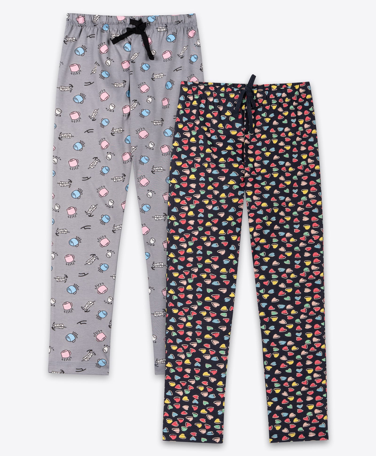 Ariel Cotton Knit Pack Of 2 Hearts & Cup Printed Pajamas - Grey & Multi Colour-picture-13