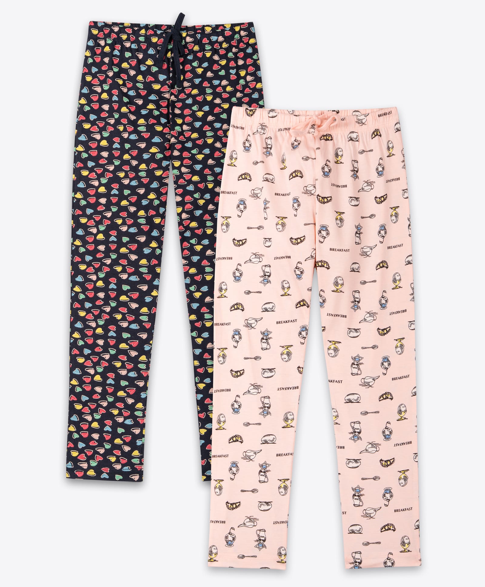 Ariel Cotton Knit Pack Of 2 Hearts & Croissant Printed Pajamas - Multi Colour & Beige-picture-21