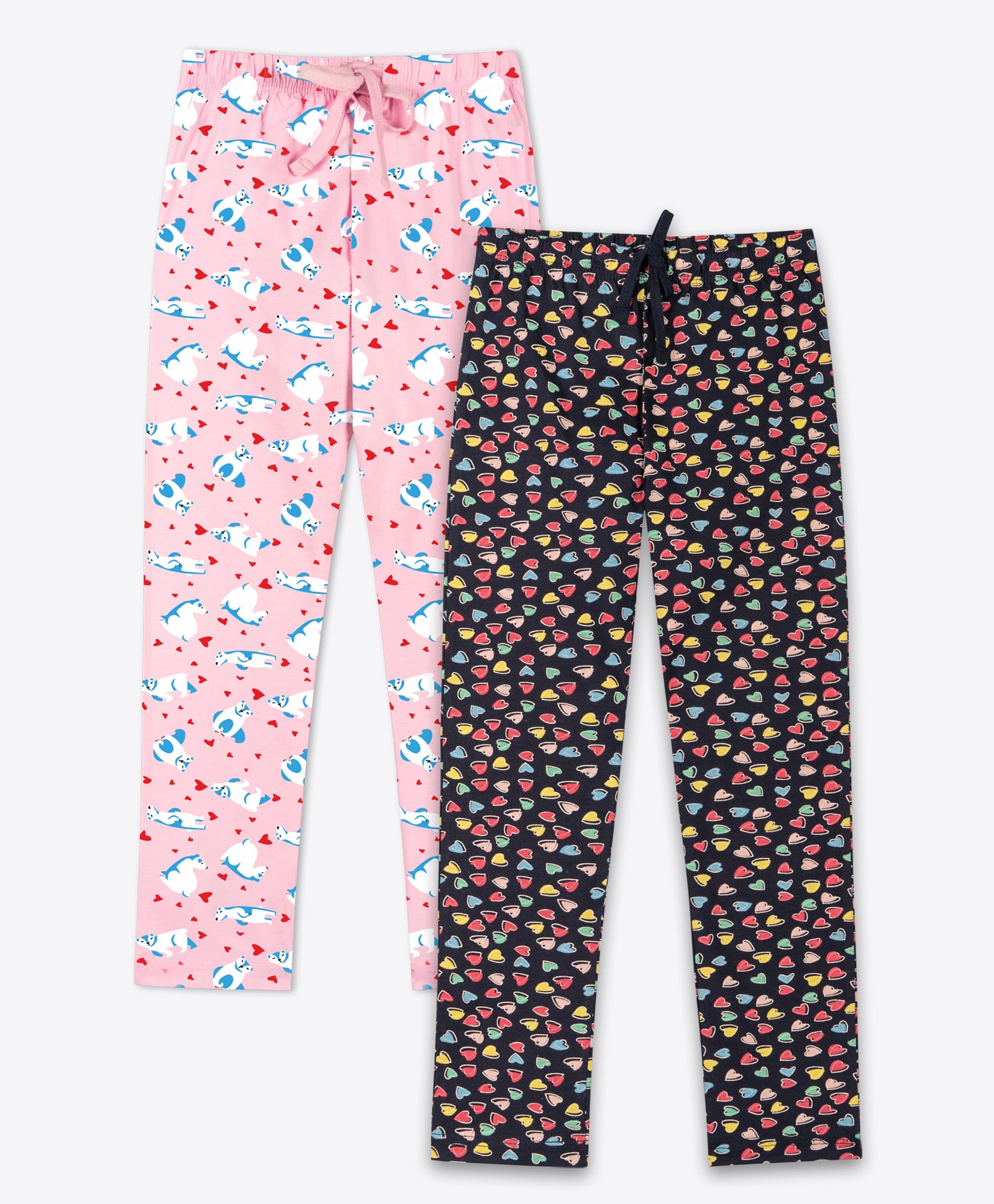 Ariel Cotton Knit Pack Of 2 Hearts & Animal Printed Pajamas - Pink & Multi Colour-picture-37