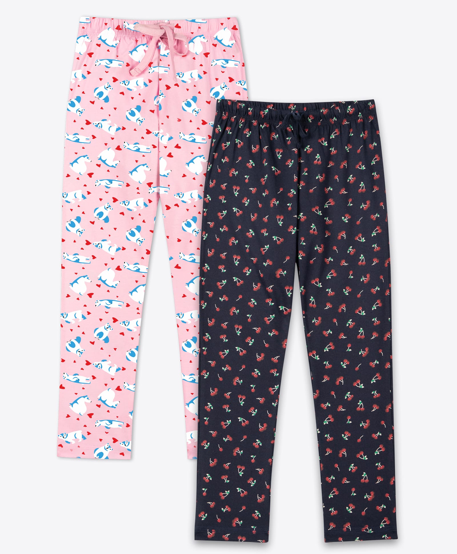 Ariel Cotton Knit Pack Of 2 Hearts & Animal Printed Pajamas - Pink & Black-picture-18