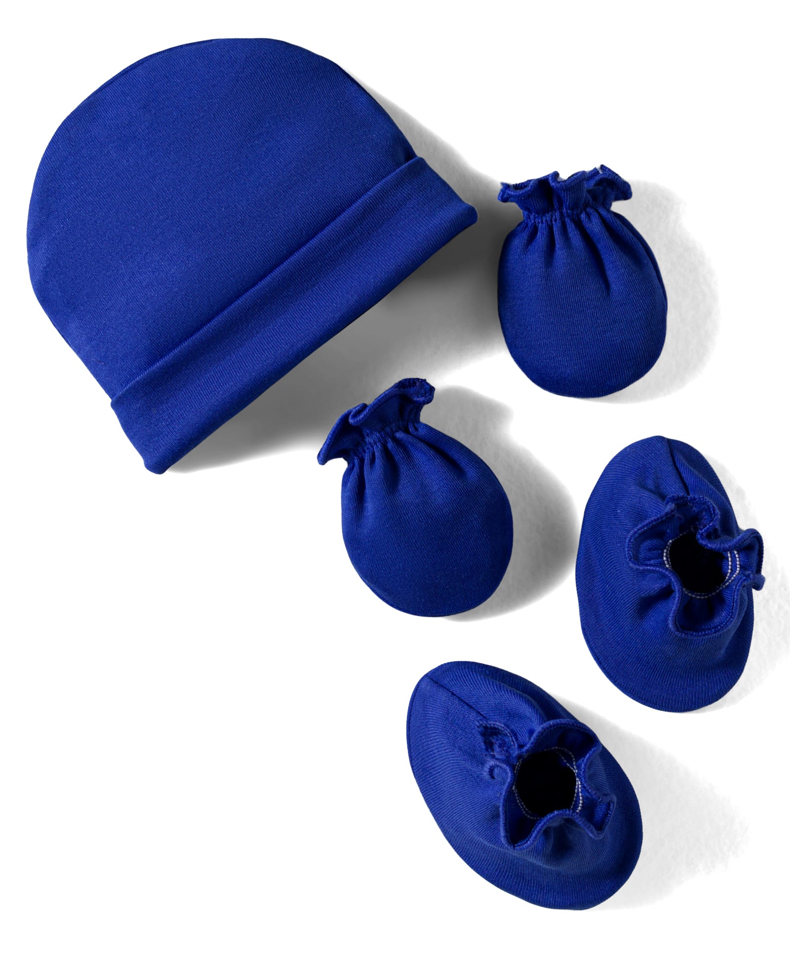 Bubble Pop Single Jersey Knit Solid Cap Mittens & Booties Set Blue - Diameter 10 cm-image-5
