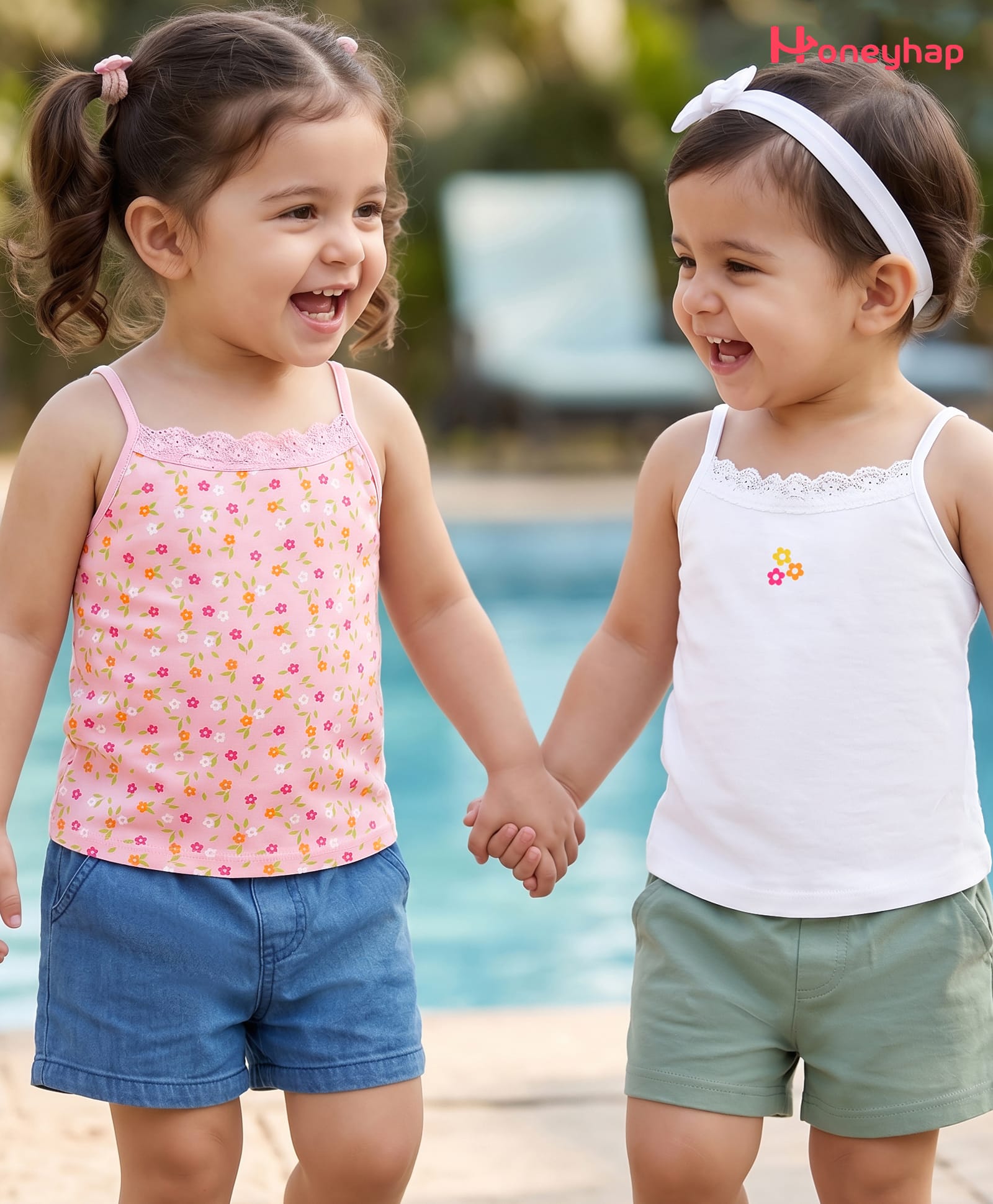 Honeyhap Premium Cotton Elastane Knit Sleeveless Slips with Bio Finish & Floral Print Pack of 2 - Piroutte & Bright White-picture-24