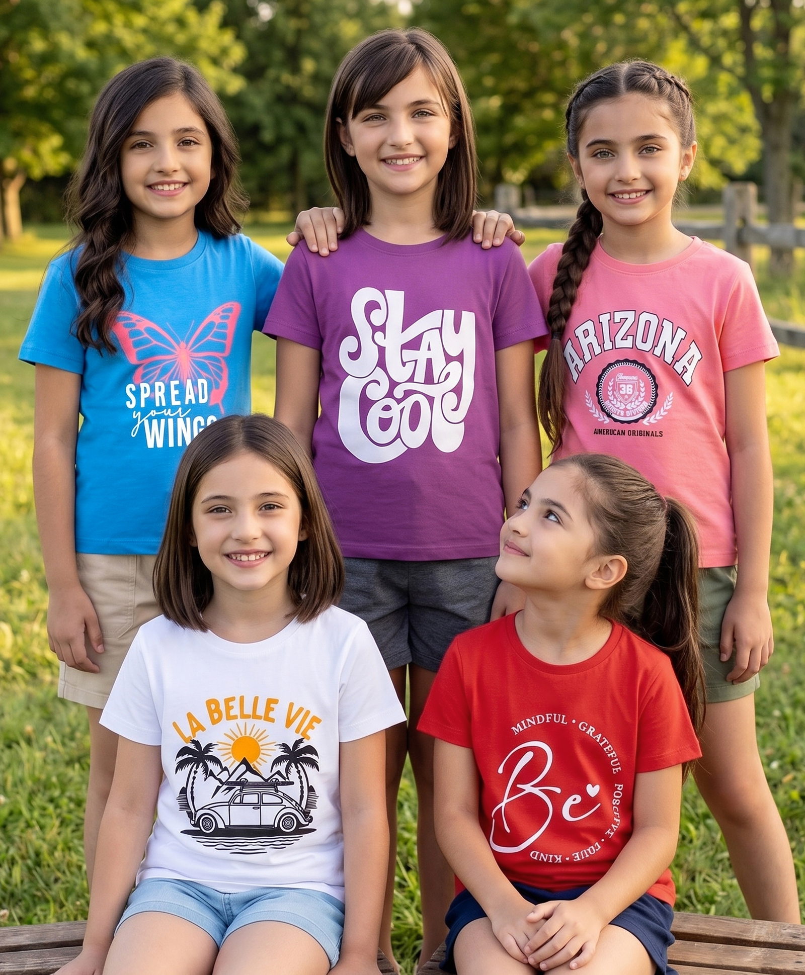Pine Kids Cotton Knit T-Shirts Half Sleeves Graphic Print Multi Color 7-8 Years