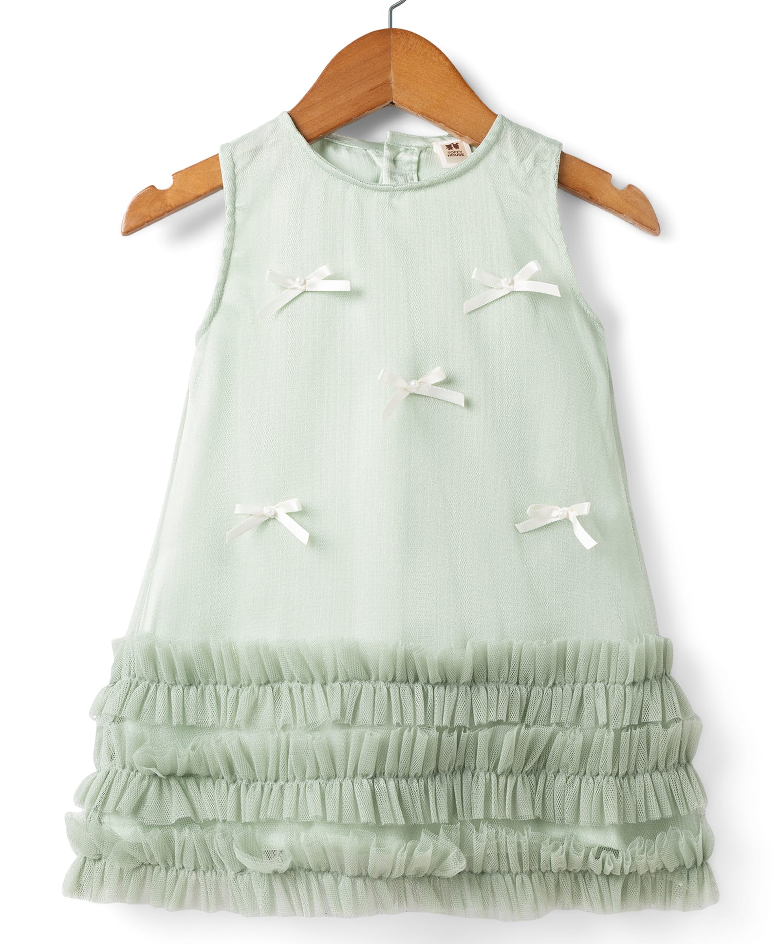 ToffyHouse Knit Sleeveless Party Dress with Bow Applique - Sea Green-image-30