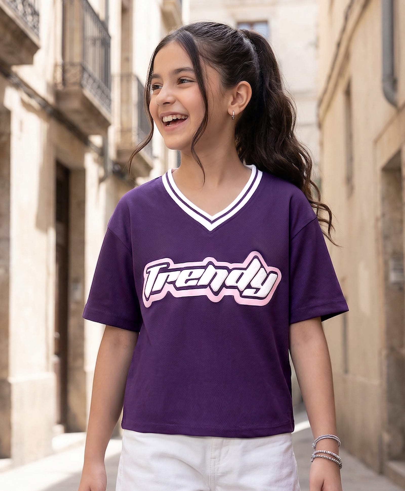 Pine Kids Cotton Knit Half Sleeves T-Shirt With Trendy Print - Purple-picture-11