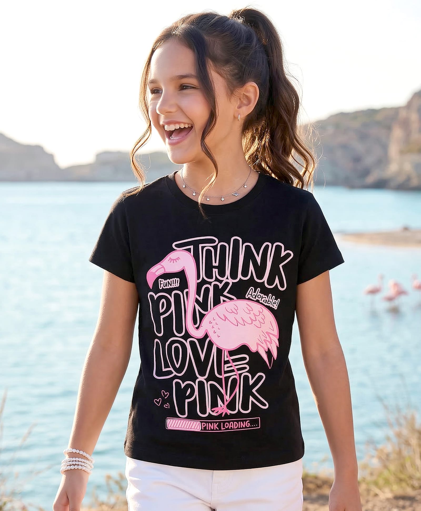 Pine Kids 100% Cotton Knit Half Sleeves Birds & Text Printed T-Shirt - Black-image-32