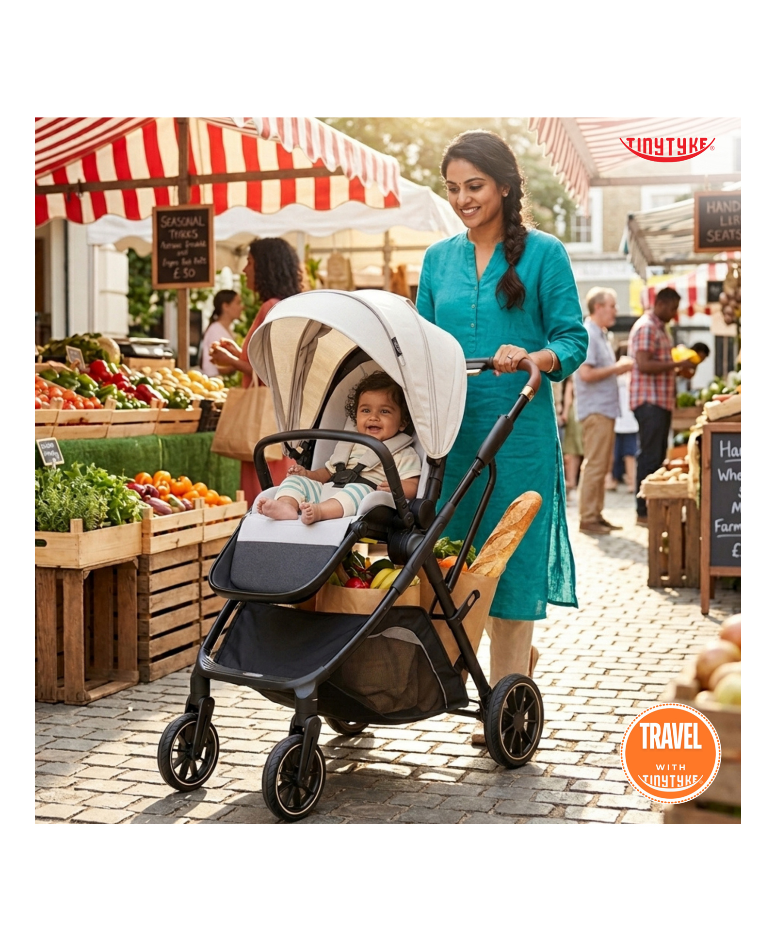 tiny tyke TinyTyke Urban Glide (T7) Travel System Stroller | Reversible Seating | 3-Position Recline and One-touch Fold | 0-40 Months | Grey-picture-25