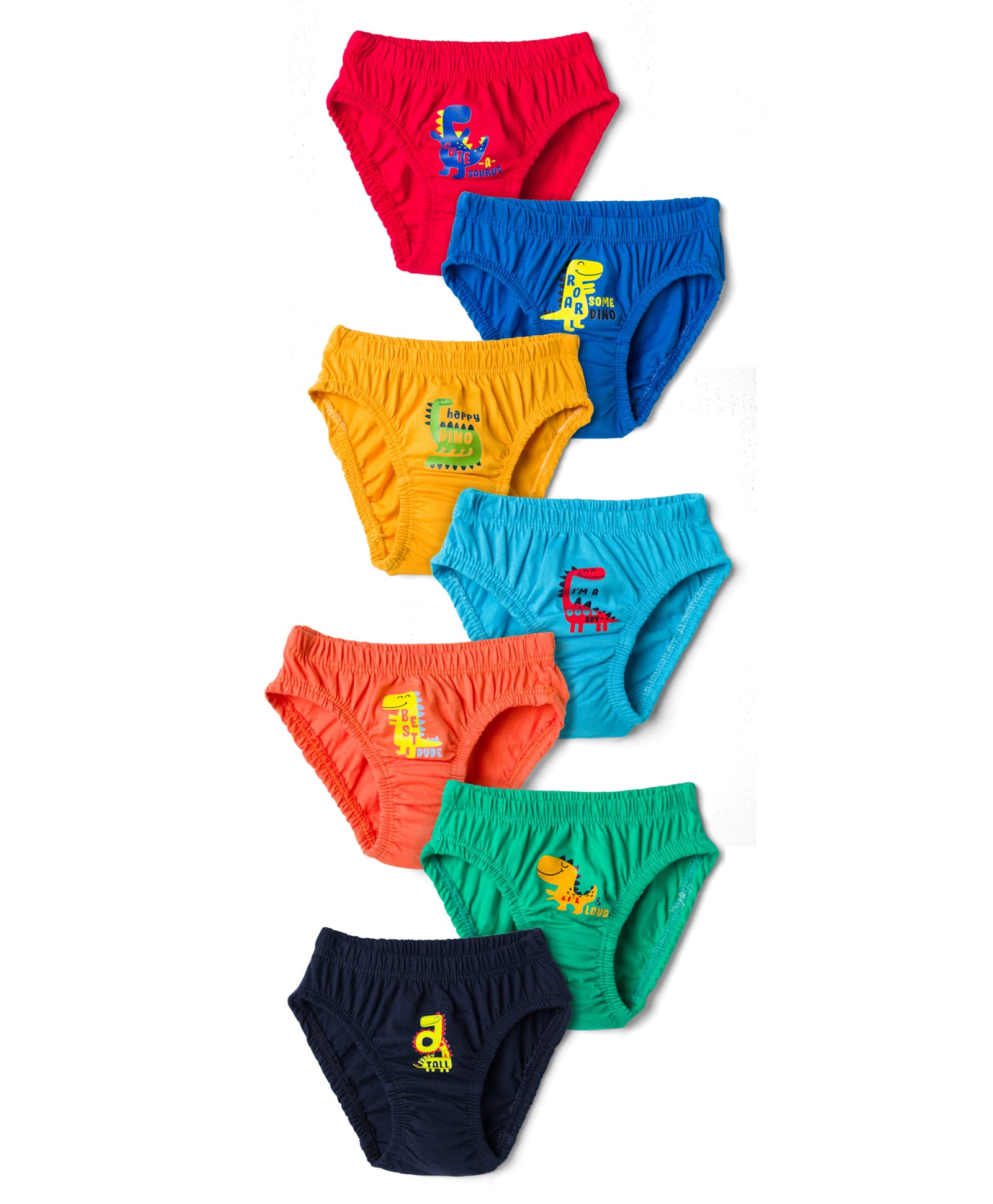 Simply Sinker Knit Dino Printed Briefs Pack Of 7 - Multicolour-image-37