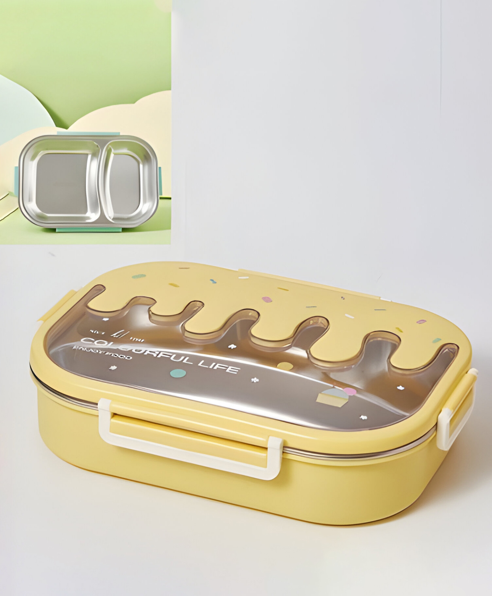 SCHOOLISH Stainless Steel Lunch Box Yellow - 650 ml-image-14