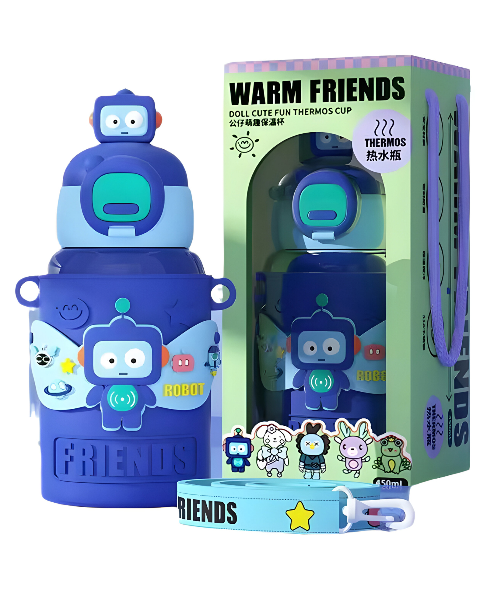 SCHOOLISH Stainless Steel Insulated Thermos Flask Blue - 450 ml