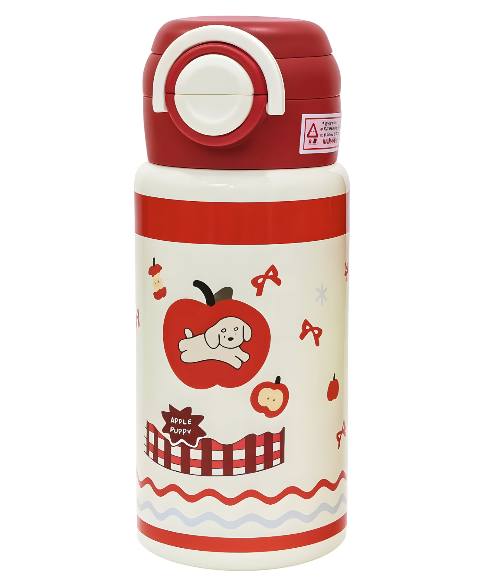 SCHOOLISH Double-lid 316 stainless steel student water bottle with double straw and insulated buckle for children and women PP+316 SUS Pack of 1 - Red-picture-31