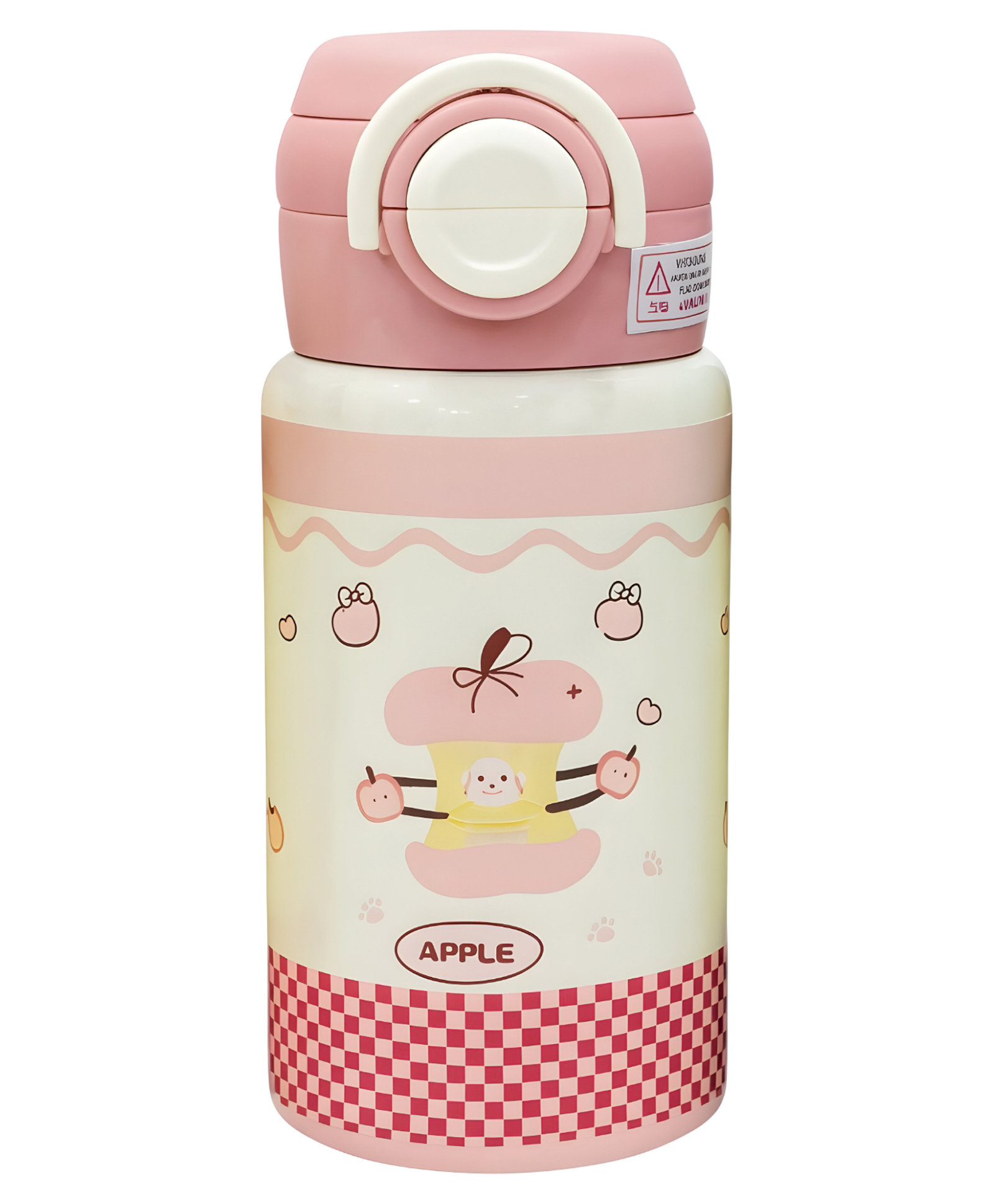 SCHOOLISH Double-lid 316 stainless steel student water bottle with double straw and insulated buckle for children and women PP+ 316 SUS Pack of 1 - Light Pink