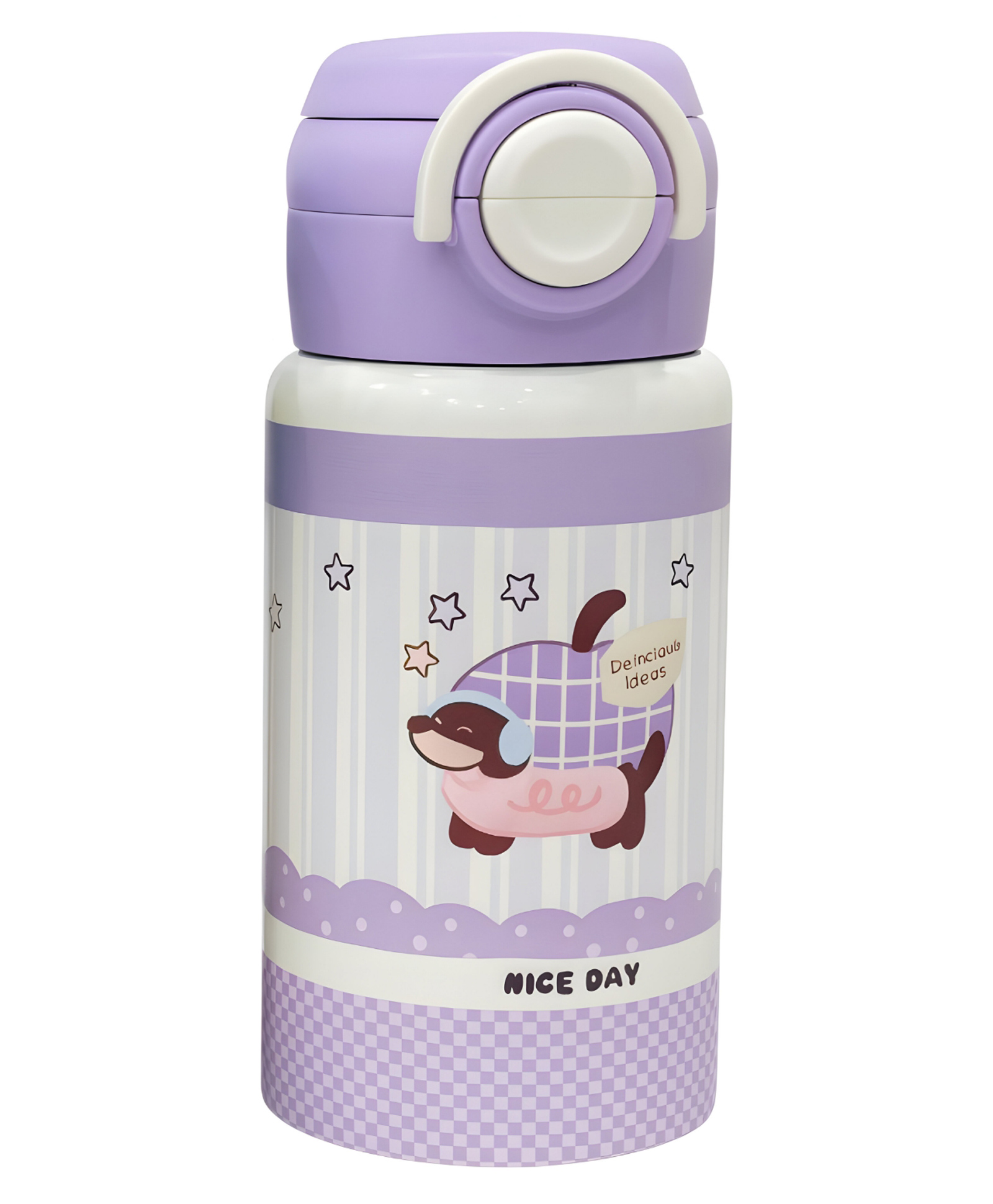 SCHOOLISH Double-lid 316 stainless steel student water bottle with double straw and insulated buckle for children and women PP+ 316 SUS- Pack of 1-picture-32