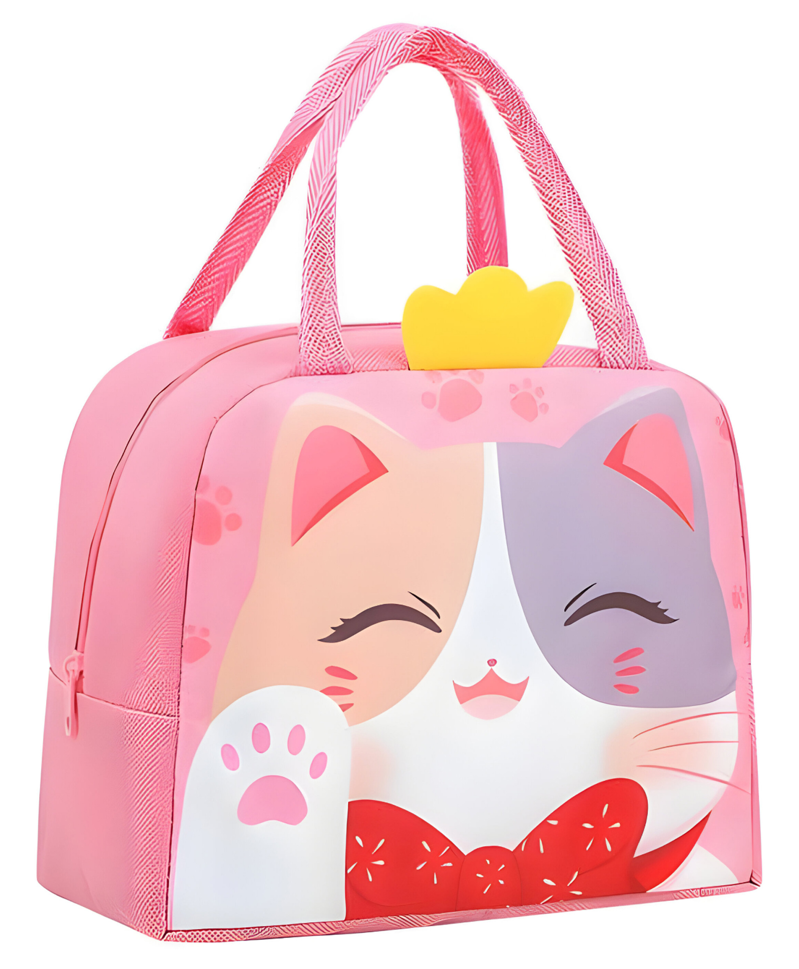 SCHOOLISH 3D Printed Hot & Cold Leak Proof Lunch Bag for Office School Kids Men & Women Storage Bag with Handle Tiffin Bag Cat Pack of 1- Pink-picture-44