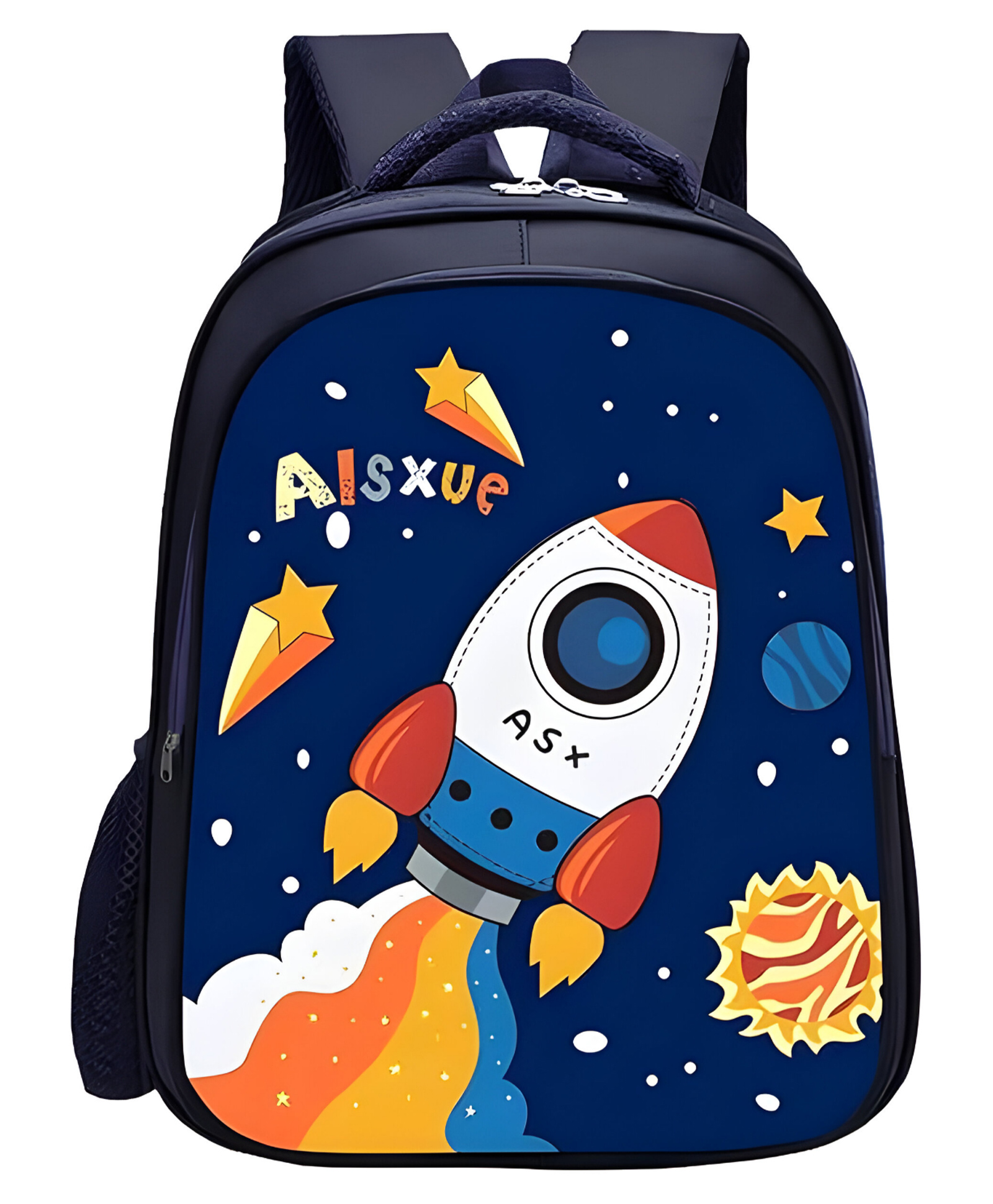 SCHOOLISH Kids Backpack,Cute Cartoon Design School Bag with Mesh back support air-mesh cushining , Suitable for Elementary School Student Little Rocket - Height 15 Inch- Pack of 1 - Blue-image-47