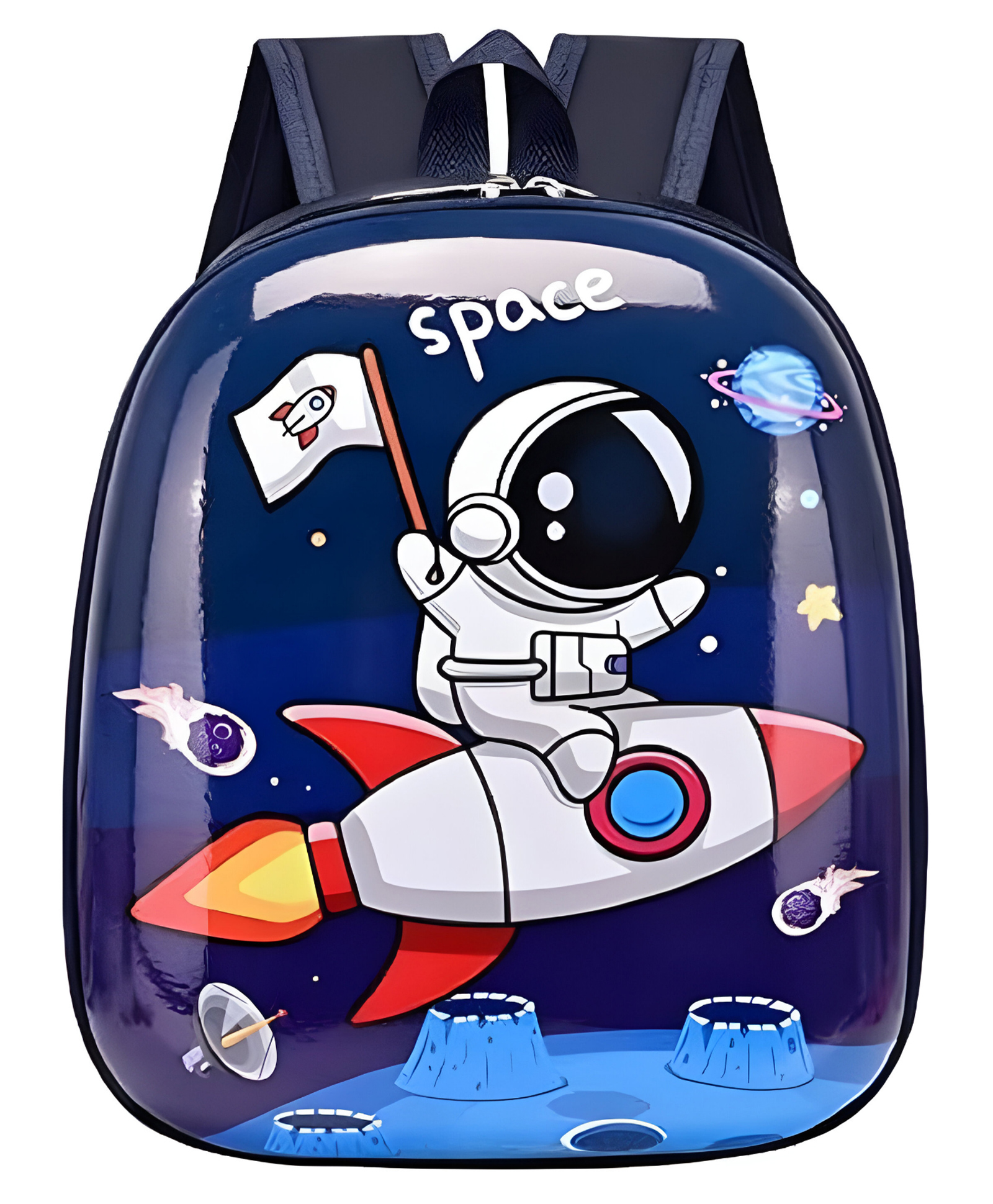 SCHOOLISH Kids Backpack, Cute Cartoon Design School Bag with mesh cushining for back support, Suitable for Elementary School Student Little Rocket Pack of 1 Blue -Height 12 Inch-image-11