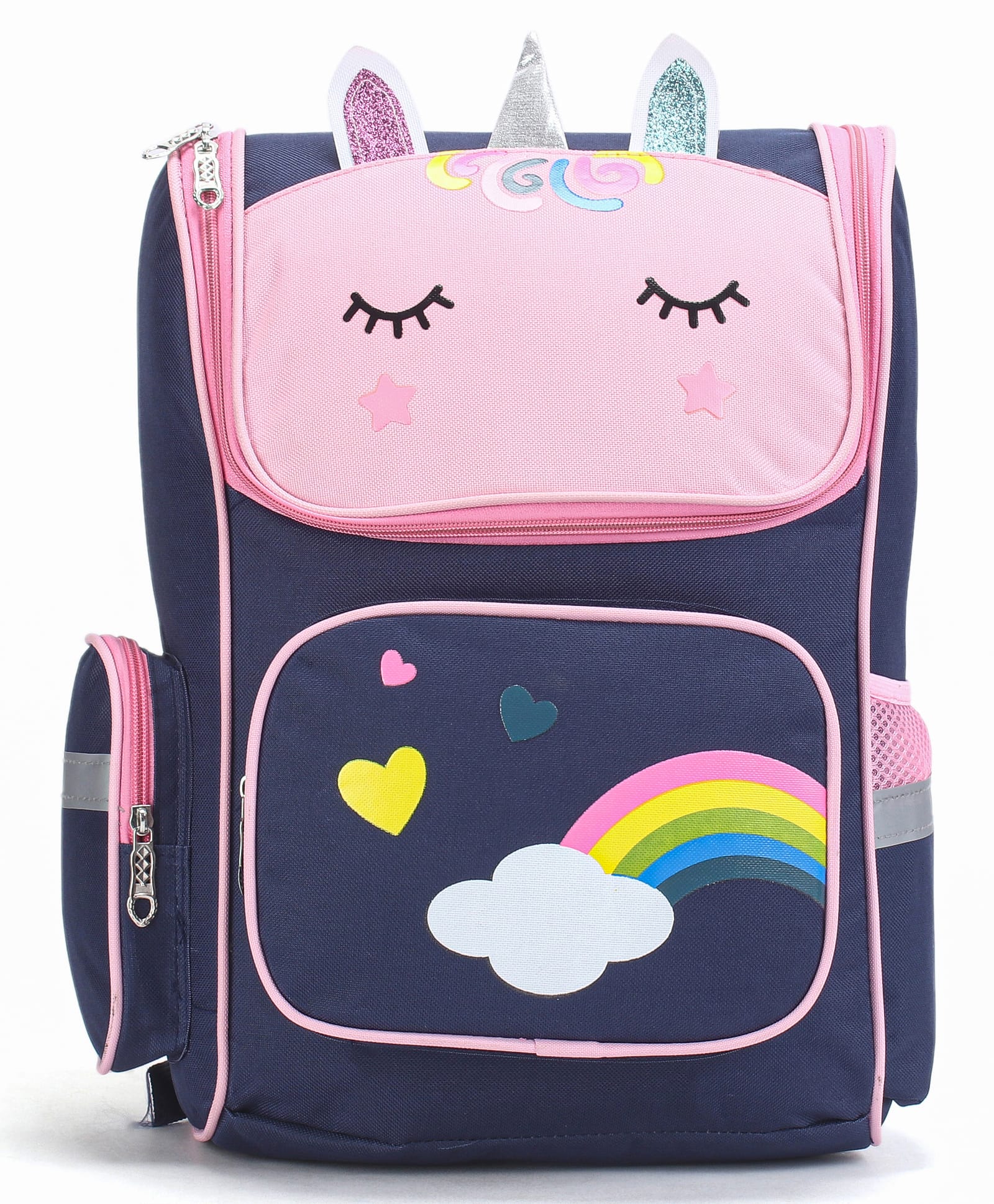 SCHOOLISH Cute Animal Cartoon Backpack with Zipper, Waterproof Polyester Spine Protection Design High Elastic Thickened Sponge Breathable Back Pad for Comfortable Pressure Relief Blue - Height 16 Inch-image-12