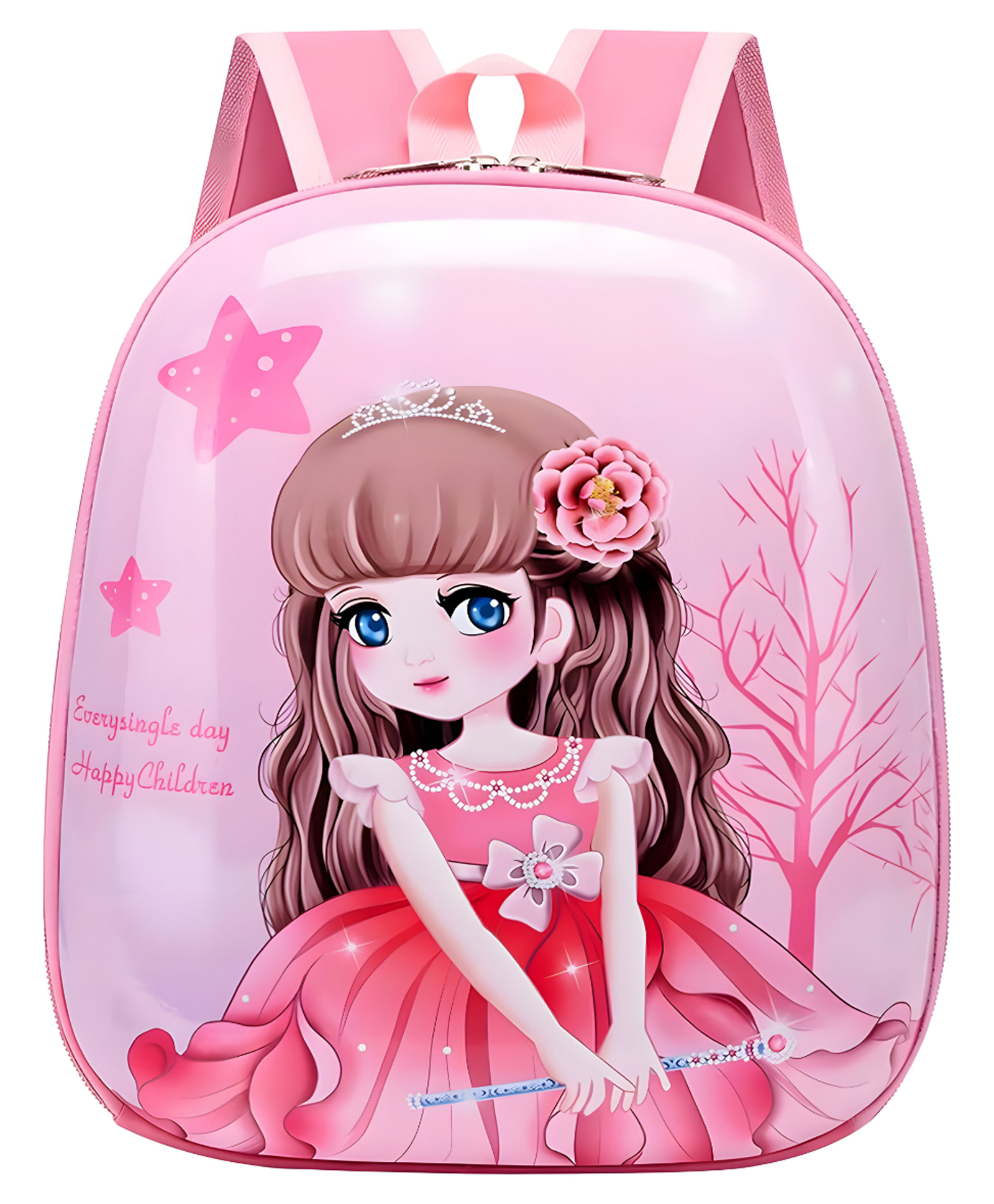 Schoolish Waterproof Pvc Backpack with Barbie Pattern, Girl's Mini Book School Bag with Padded Straps and Cushining Back Support Pack of 1 Pink - Height 15 Inch-image-36