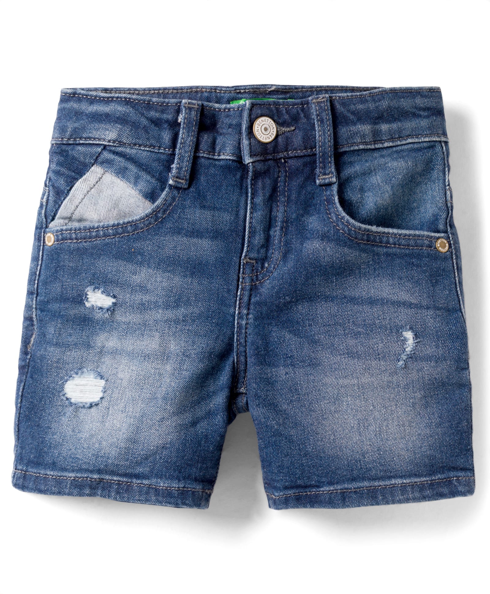 UCB Woven Knee Length Distressed Shorts - Blue-picture-10