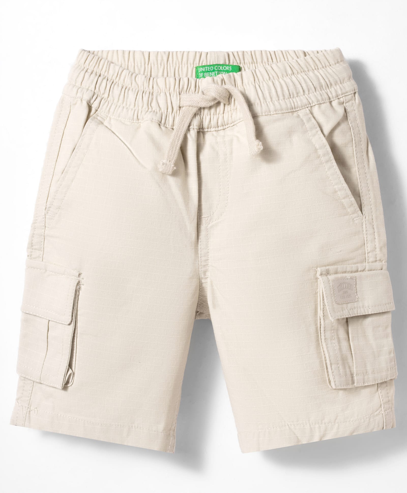 UCB Cotton Woven Knee Length Solid Color Shorts with Pockets - White-picture-6