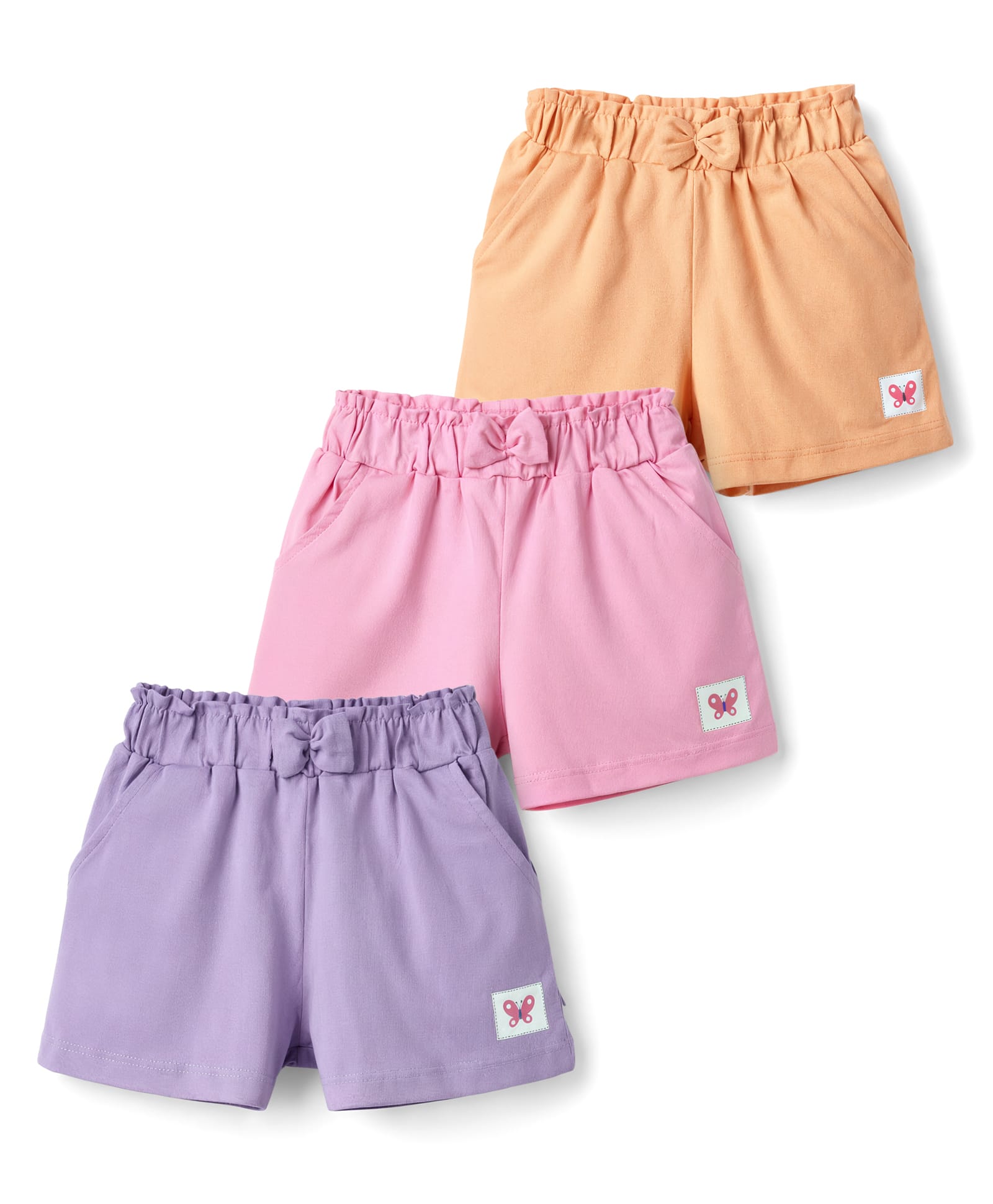 Babyhug Cotton Knit Mid Thigh Butterfly Printed Shorts With Bow Applique Pack Of 3 - Multicolor-picture-26