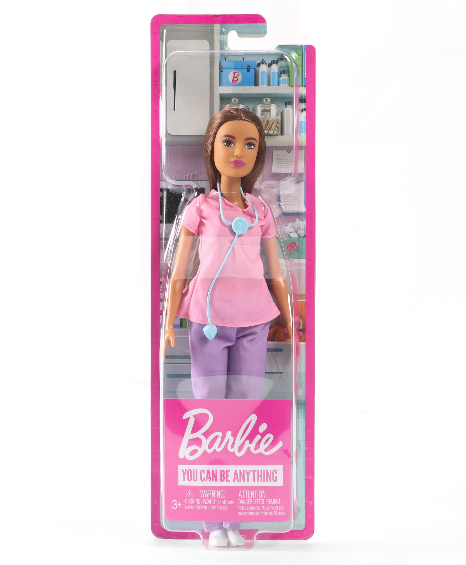 Barbie Height 26.5 cm Nurse Blonde Petite Doll With Scrubs Top, Pants Set & Stethoscope - Pink & Lilac-picture-45