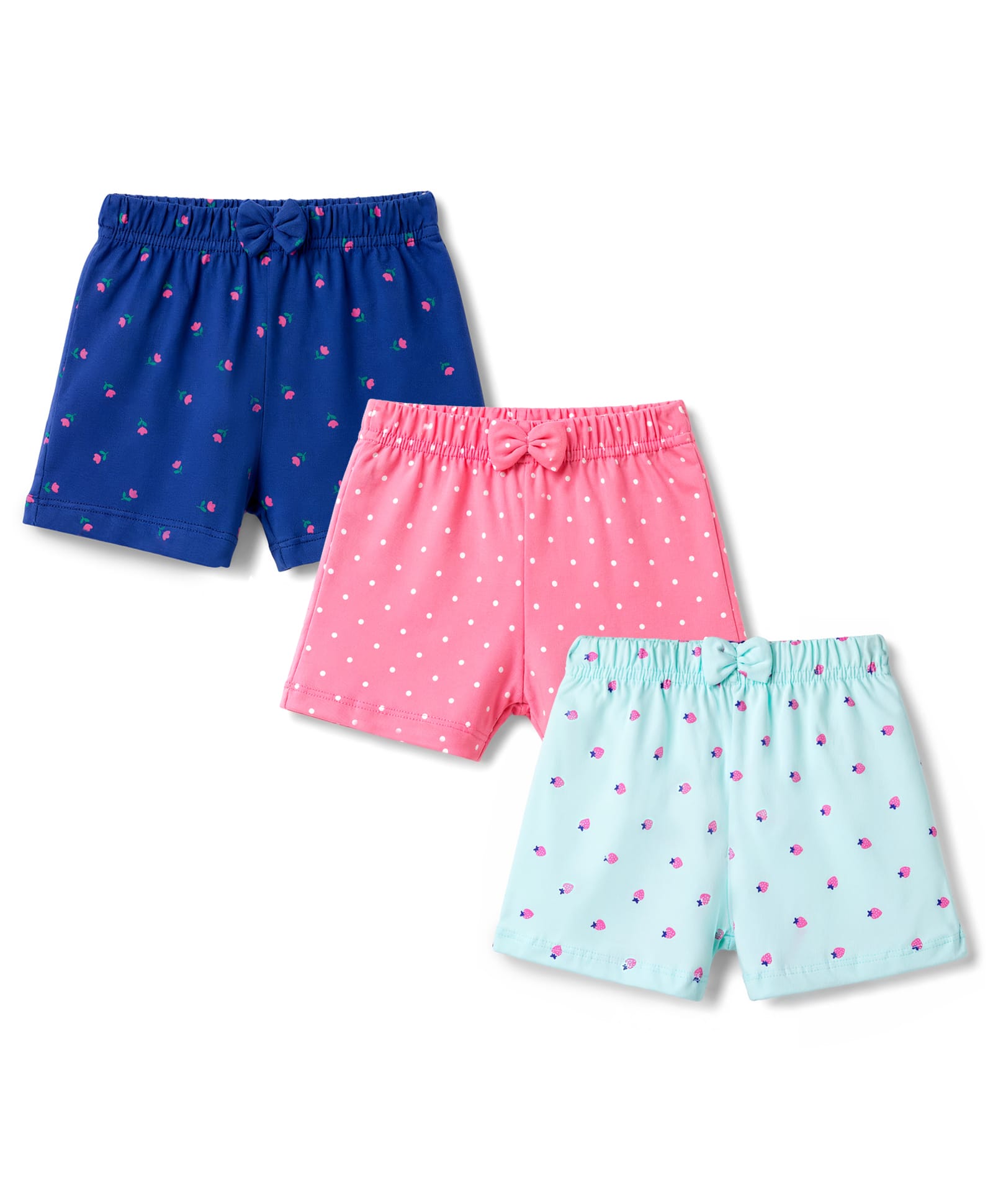 Babyhug Single Jersey Knit Mid Thigh Printed Shorts with Bow Applique Pack of 3 - Multicolor-picture-15