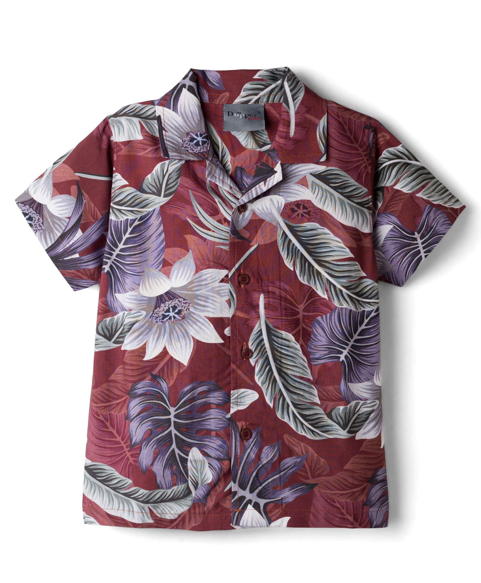 Dapper Dudes Woven Half Sleeves Tropical Theme Printed Shirt - Maroon-image-19
