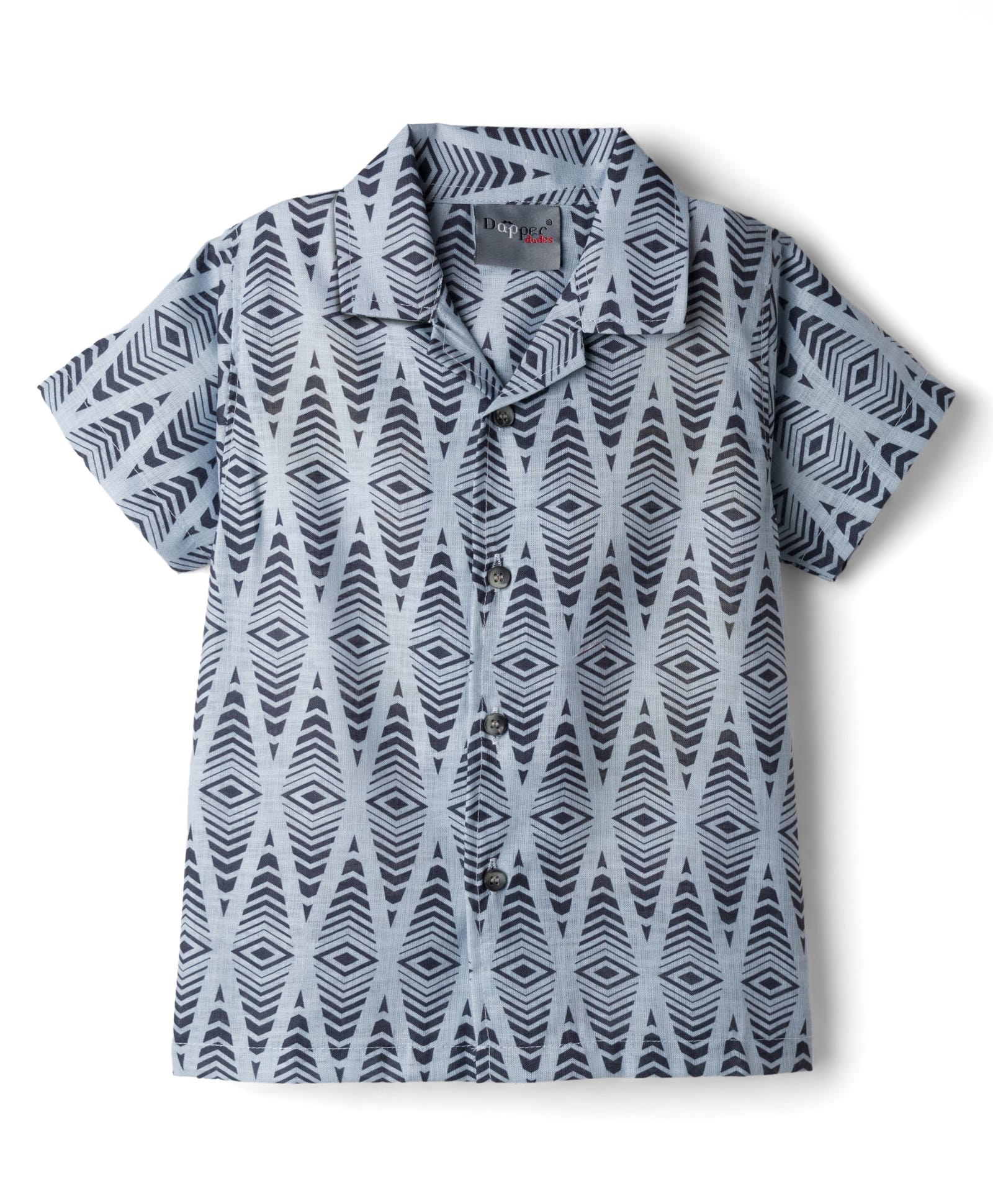 Dapper Dudes Woven Half Sleeves Ikat Printed Shirt - Grey-image-47