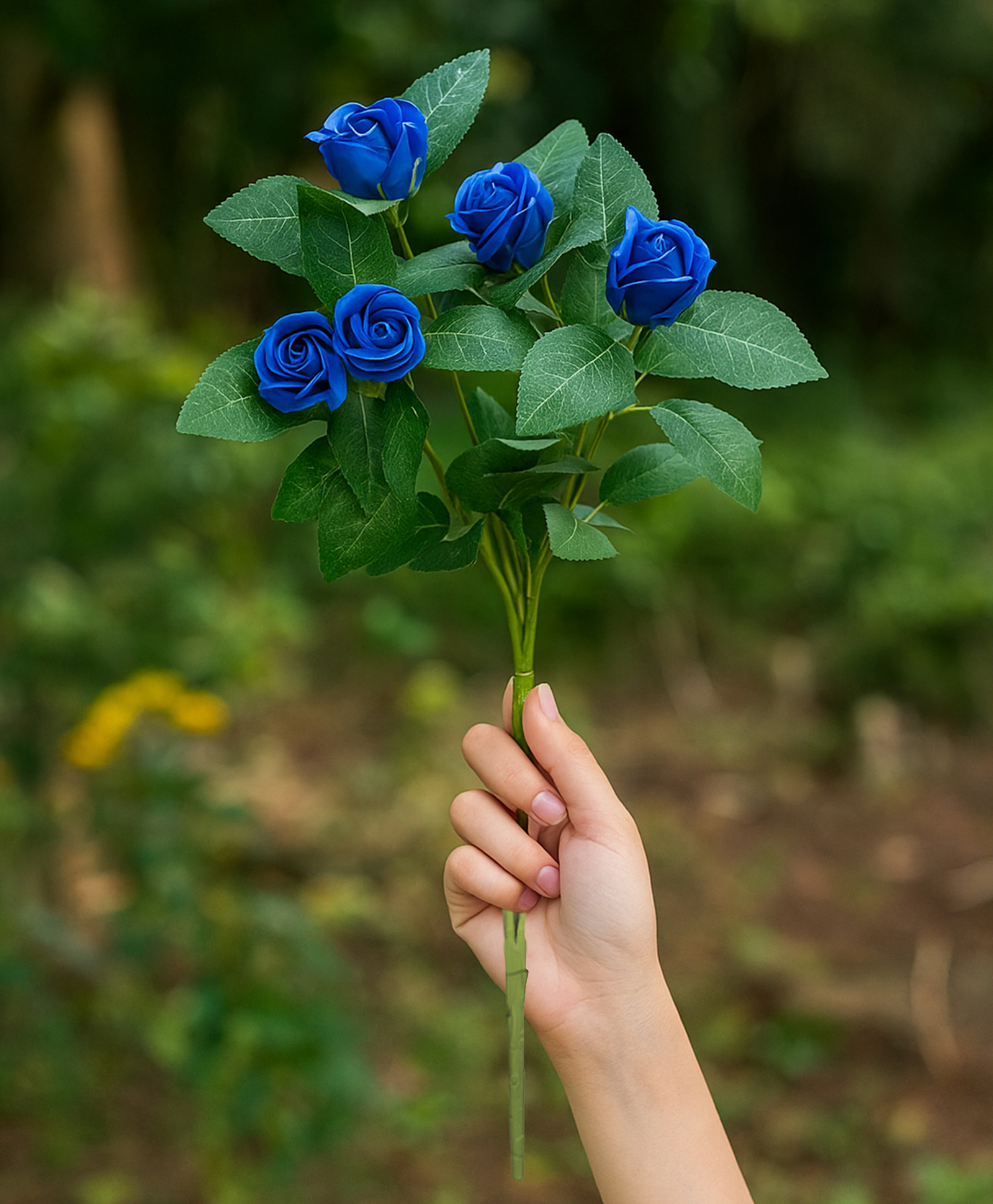 Foliyaj Artificial Blue Rose Stick - 1 pc-picture-18