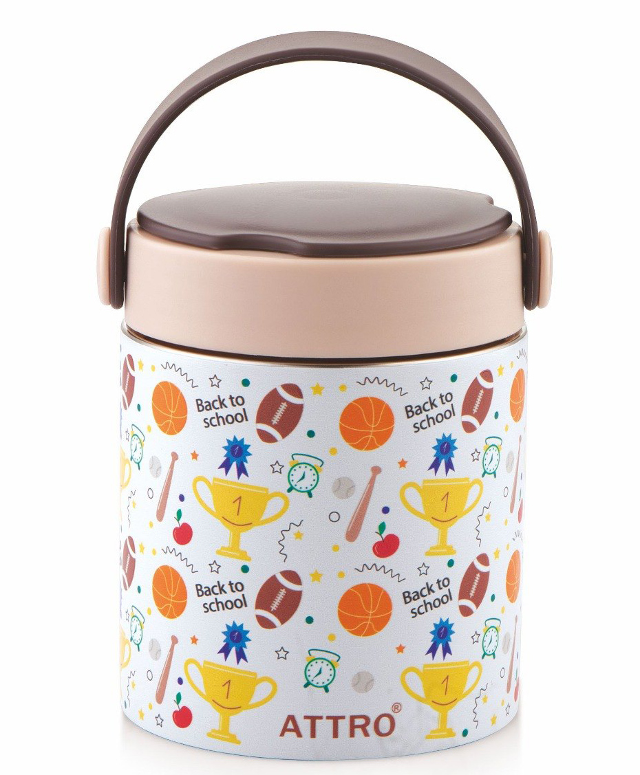 ATTRO Happy Go Insulated Stainless Steel Soup Jar for Kids, Brown 500 ml-picture-9