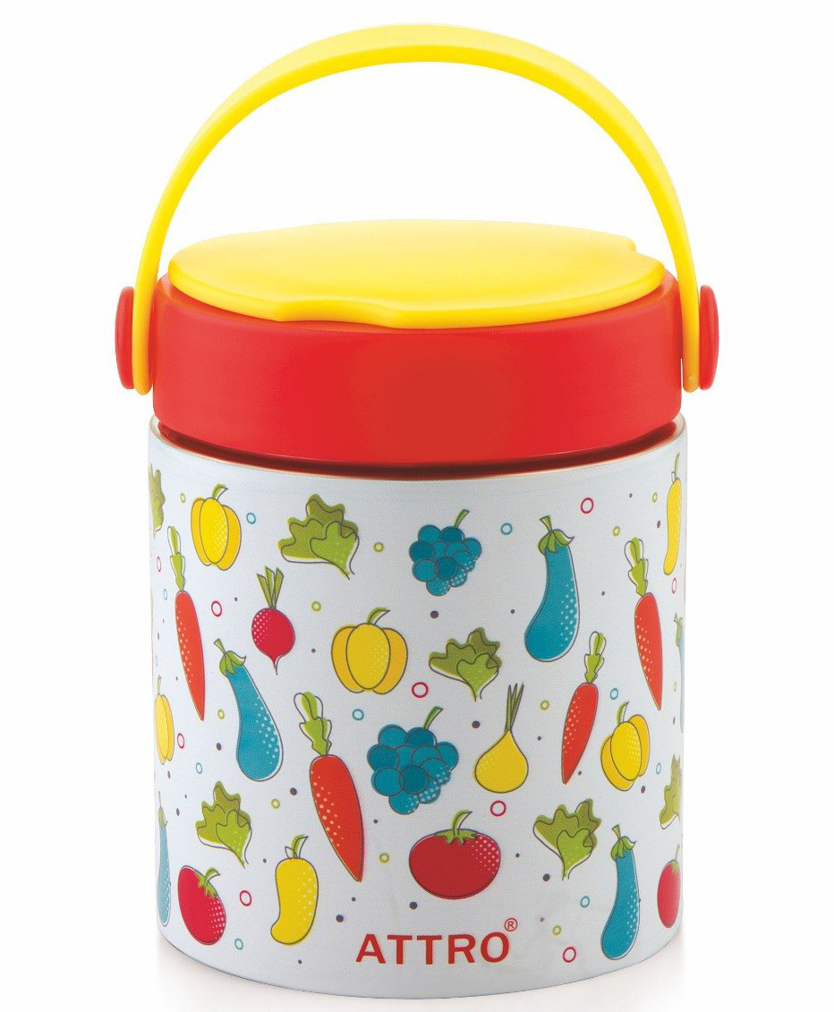 ATTRO Happy Go Insulated Stainless Steel Soup Jar for Kids, Yellow 500 ml-picture-43