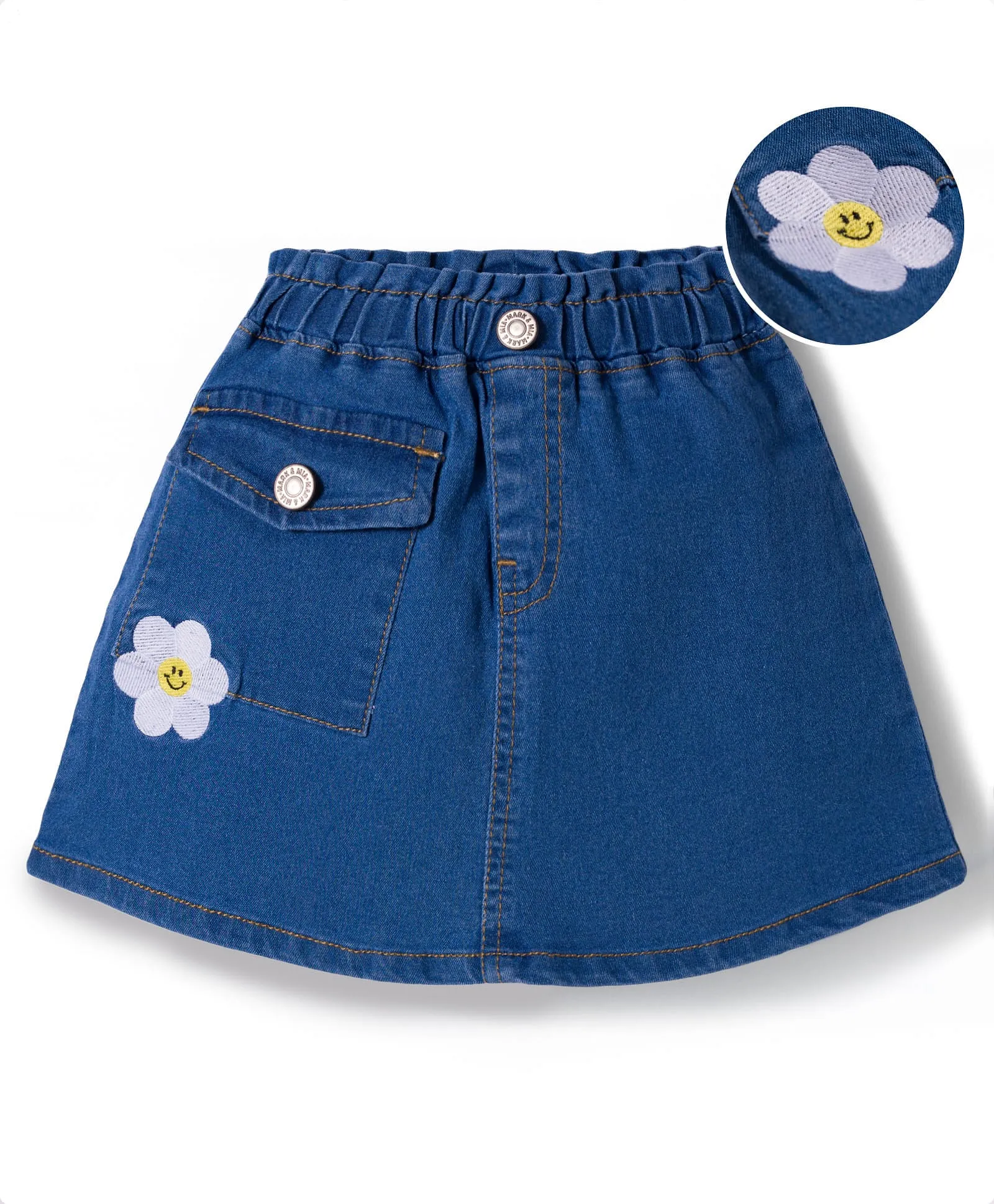 Buy Mark & Mia Cotton Lycra Knee Length Denim Skirt With Floral