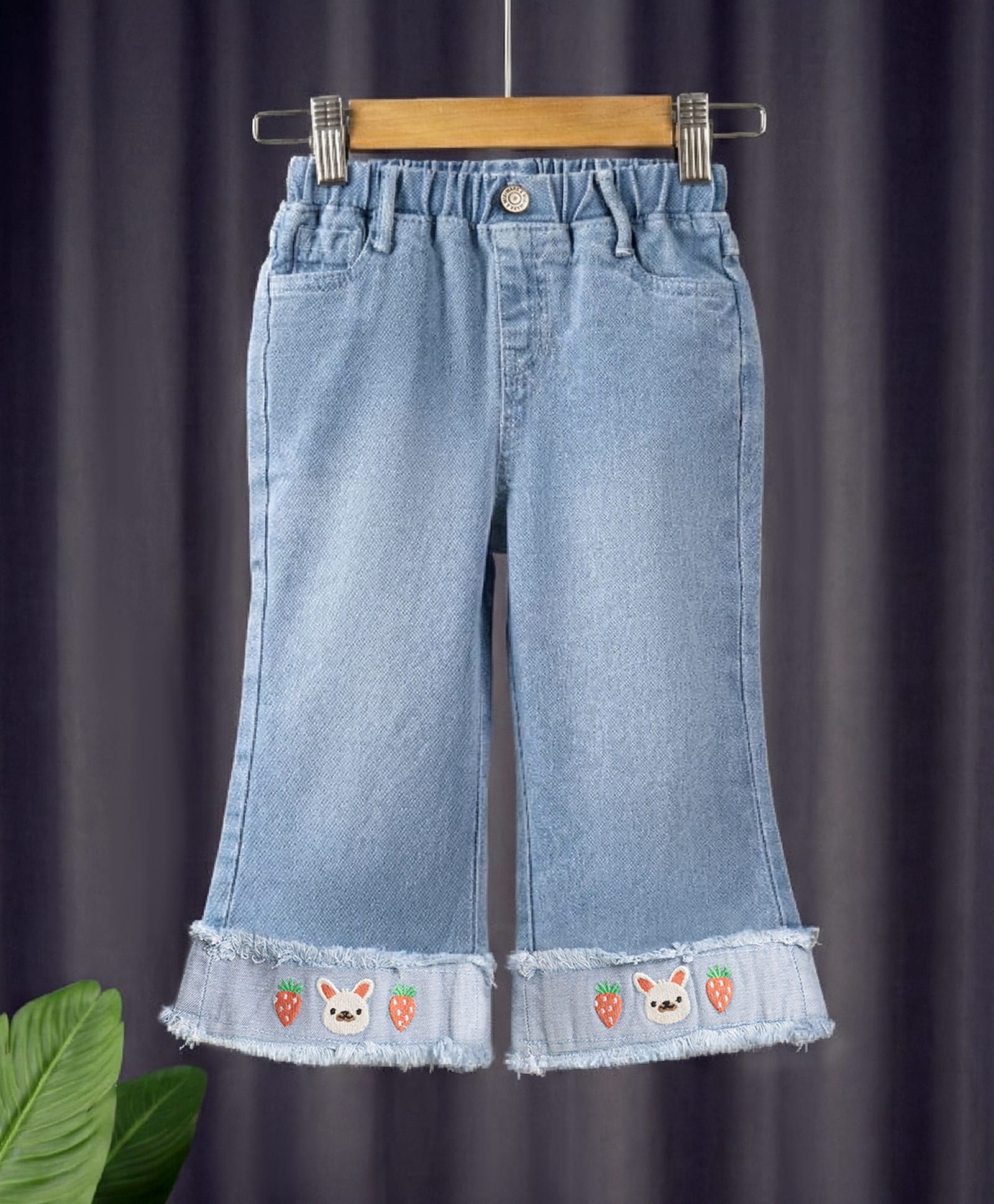 Mark & Mia Cotton Lycra Full Length Denim Jeans with Animal Embroidery Detailing - Blue