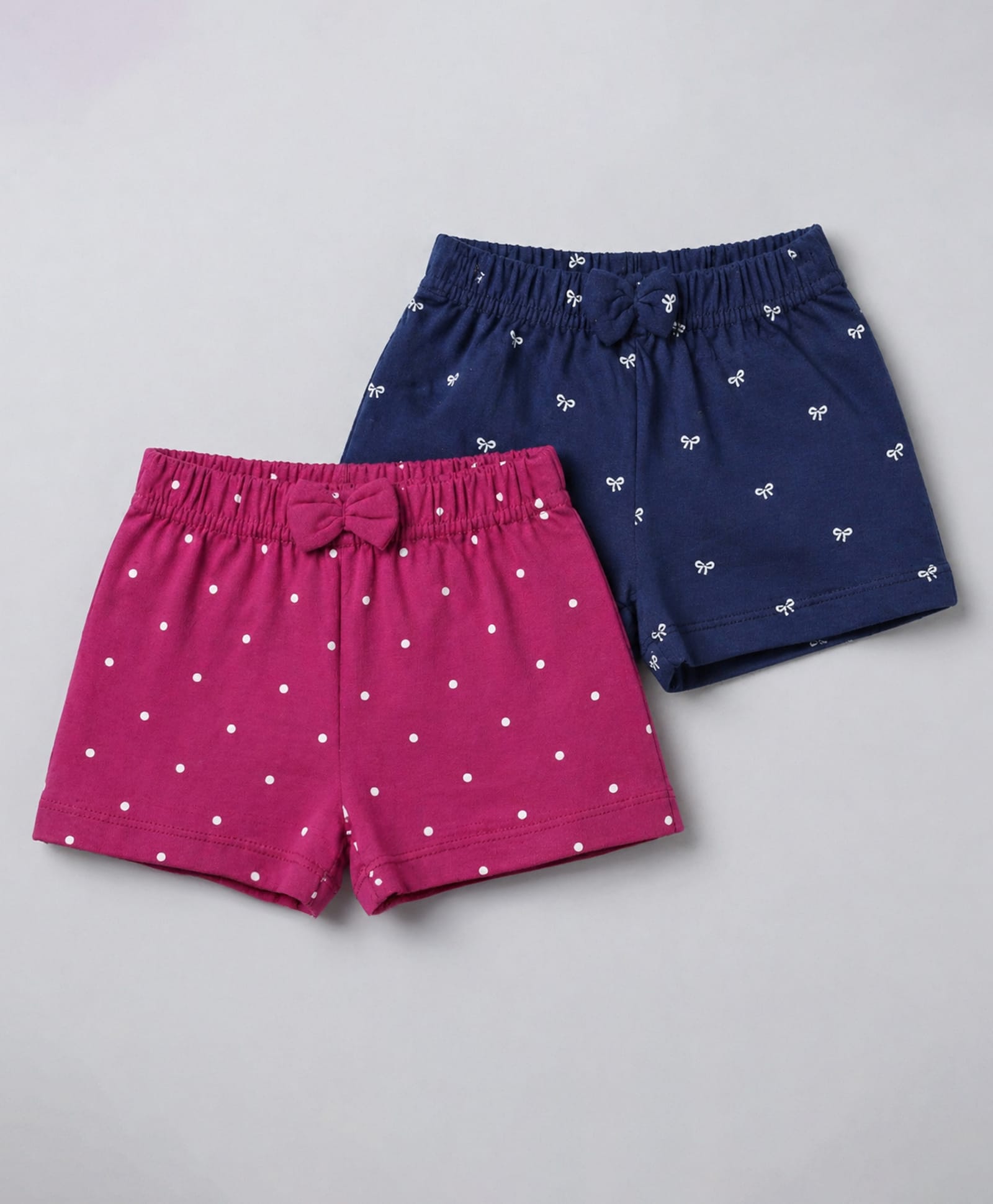 Babyhug Single Jersey Knit Mid Thigh Printed Shorts with Bow Applique Pack of 2 - Multicolor-picture-15