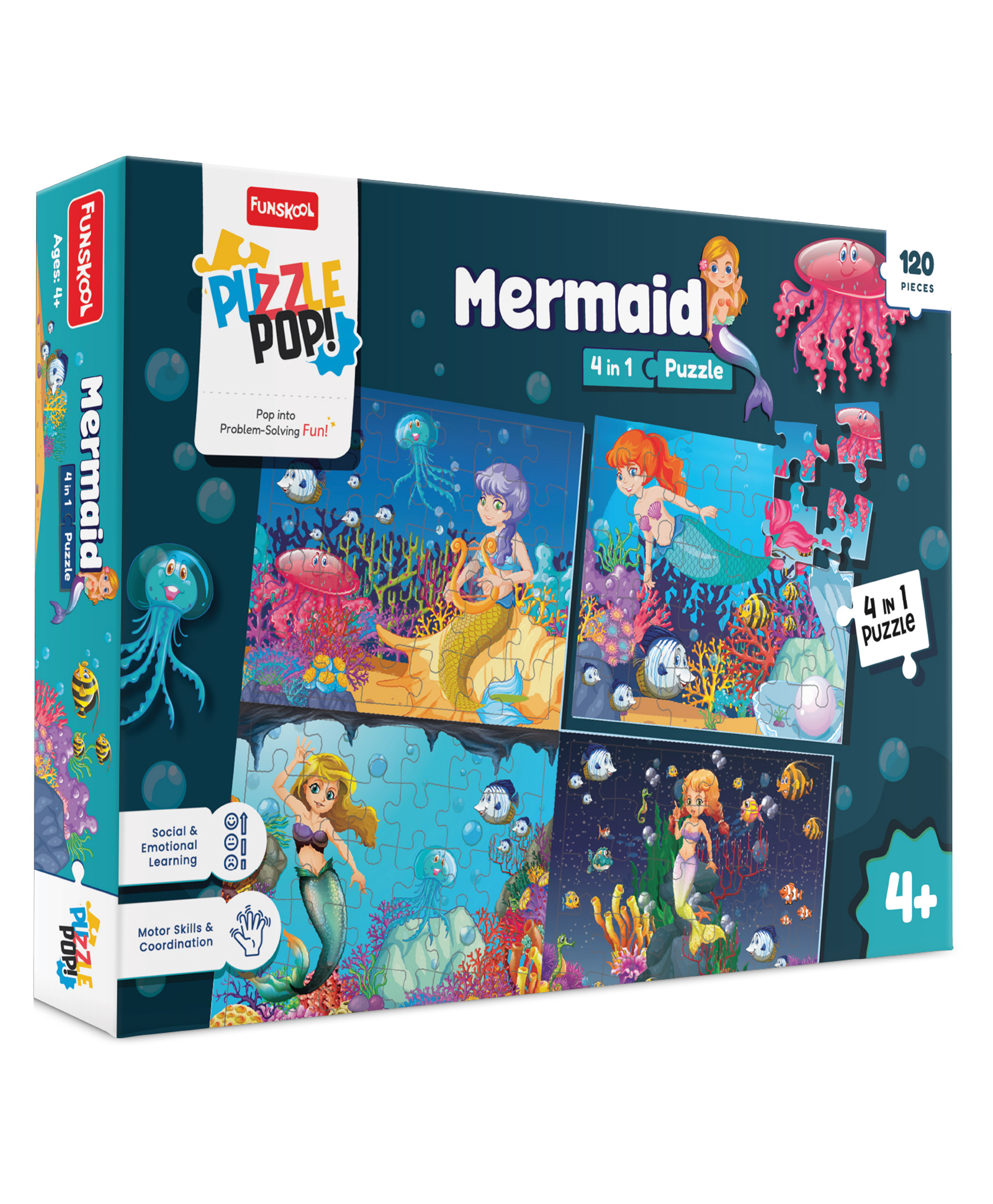 Funskool Puzzle Pop Mermaid 4-in-1 Jigsaw Puzzle Game - 120 Pieces-image-49