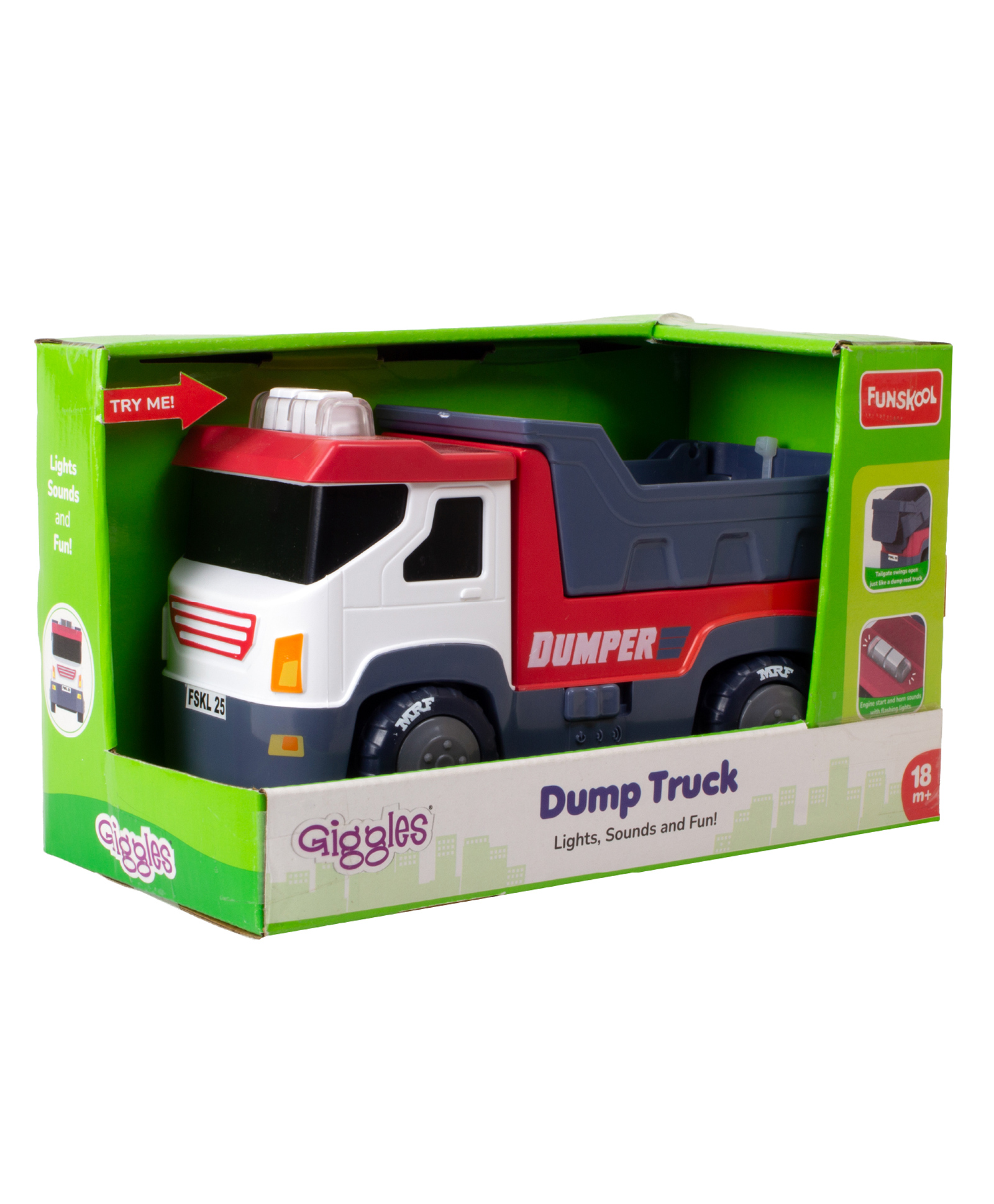 Giggles Dump Truck with Light & Sound for Kids - Red & White-image-34