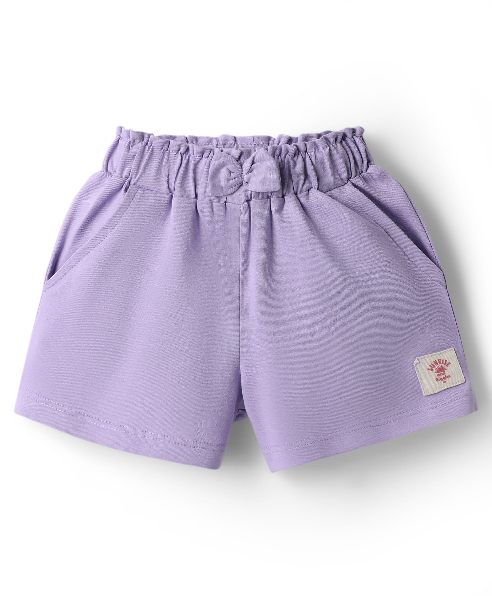Babyhug Single Jersey Knit Mid Thigh Solid Shorts - Lavender-image-1